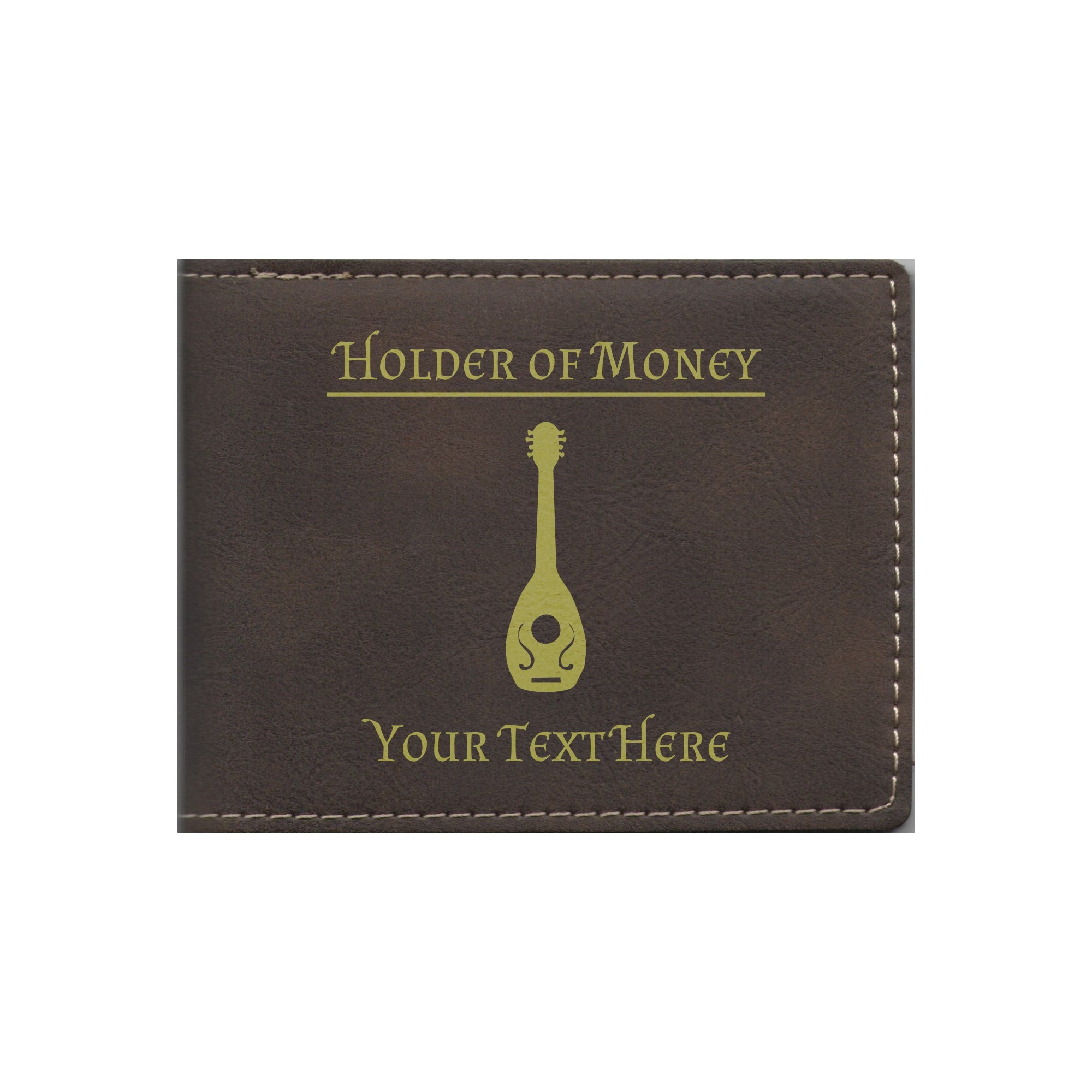 DND Gifts, Personalized Holder of Money Bard Class Symbol Engraved Leatherette Bi-fold Wallet