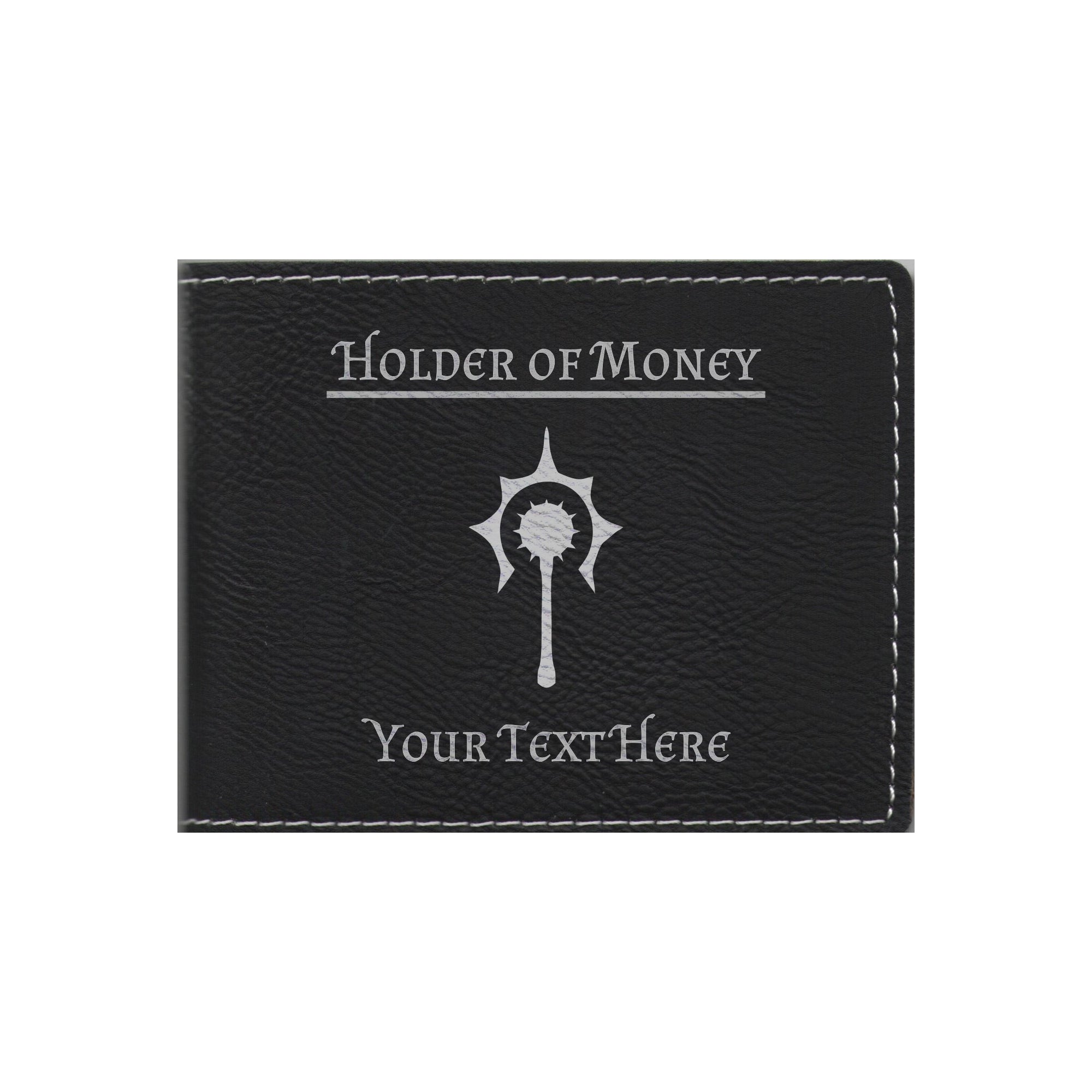 DND Gifts, Personalized Holder of Money Cleric Class Symbol Engraved Leatherette Bi-fold Wallet