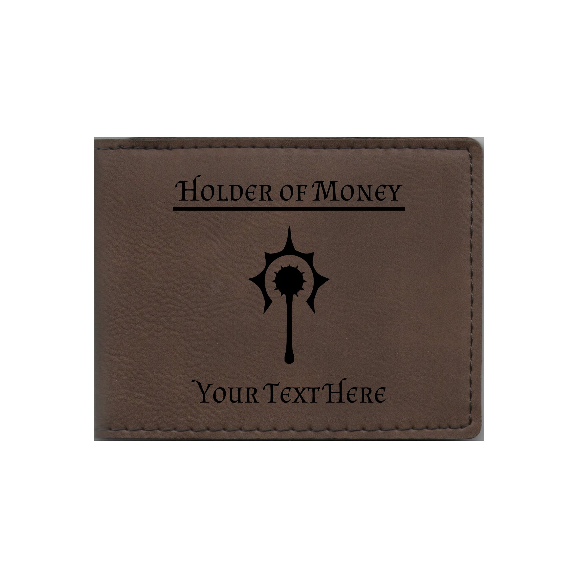 DND Gifts, Personalized Holder of Money Cleric Class Symbol Engraved Leatherette Bi-fold Wallet