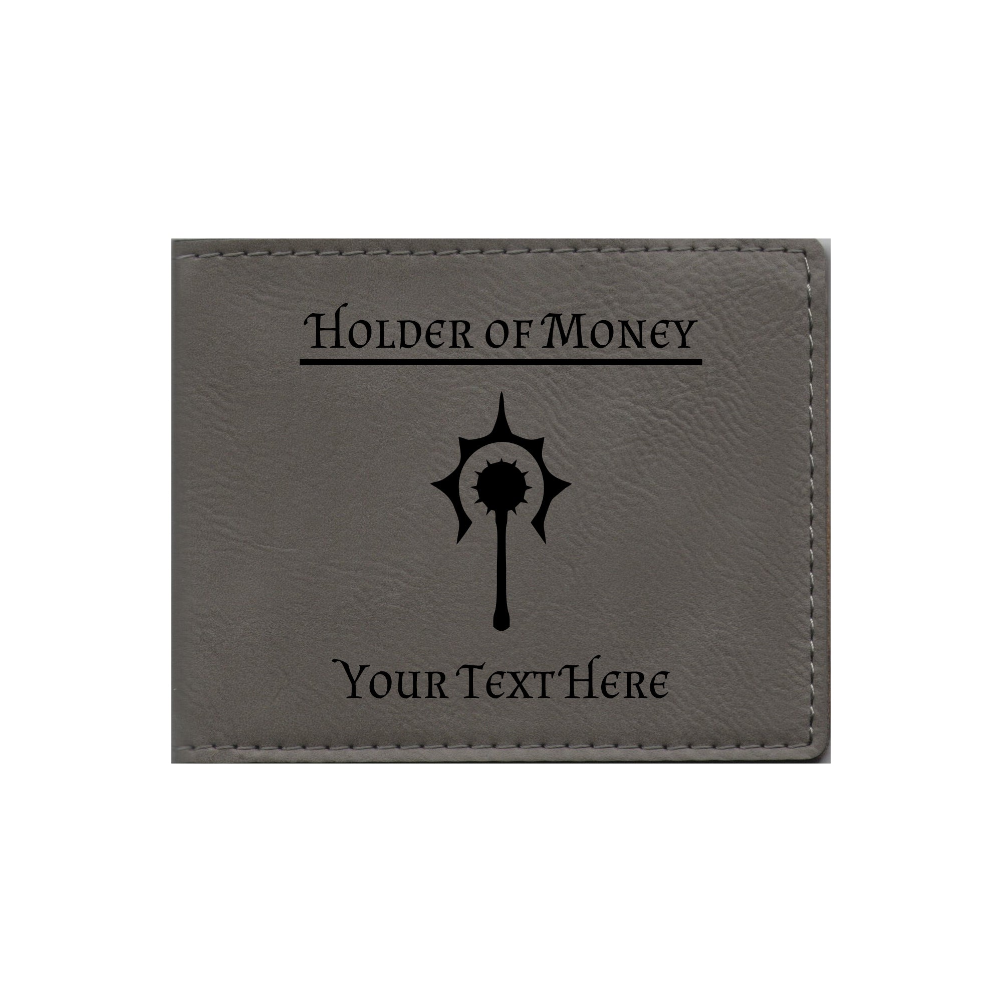 DND Gifts, Personalized Holder of Money Cleric Class Symbol Engraved Leatherette Bi-fold Wallet