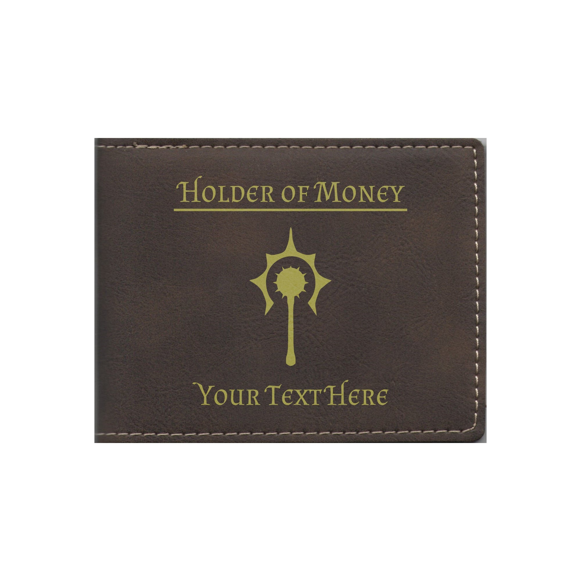 DND Gifts, Personalized Holder of Money Cleric Class Symbol Engraved Leatherette Bi-fold Wallet