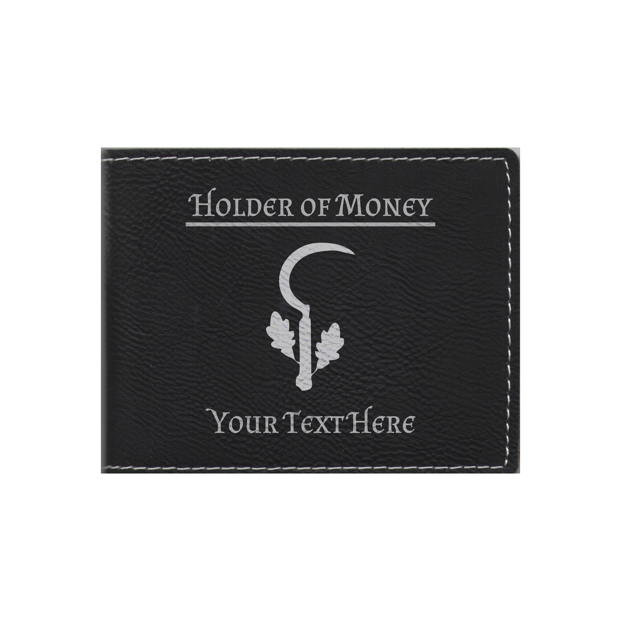 DND Gifts, Personalized Holder of Money Druid Class Symbol Engraved Leatherette Bi-fold Wallet