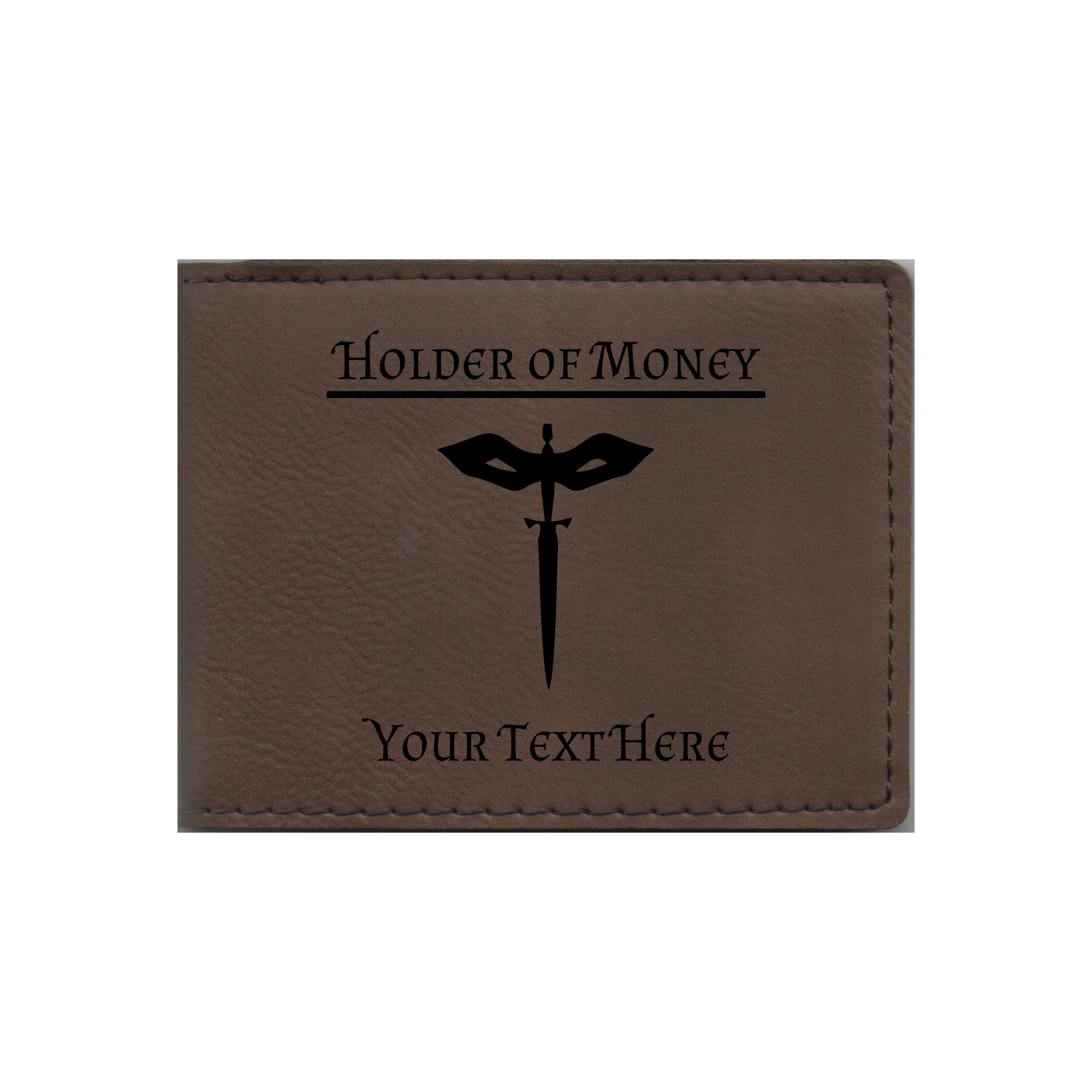 DND Gifts, Personalized Holder of Money Rogue Class Symbol Engraved Leatherette Bi-fold Wallet