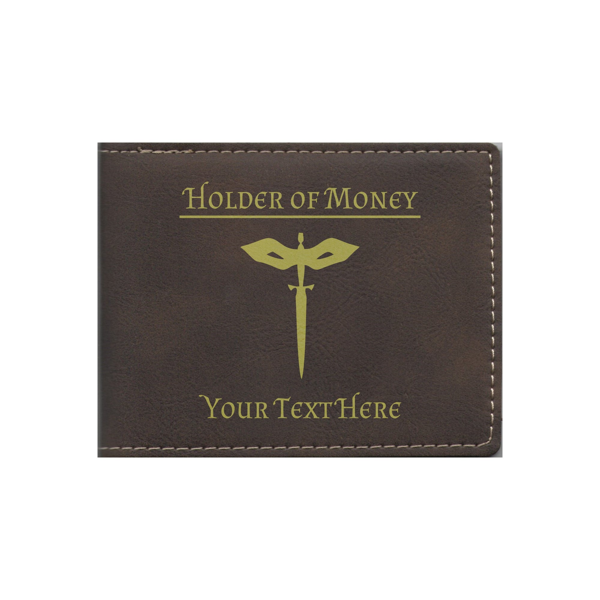 DND Gifts, Personalized Holder of Money Rogue Class Symbol Engraved Leatherette Bi-fold Wallet