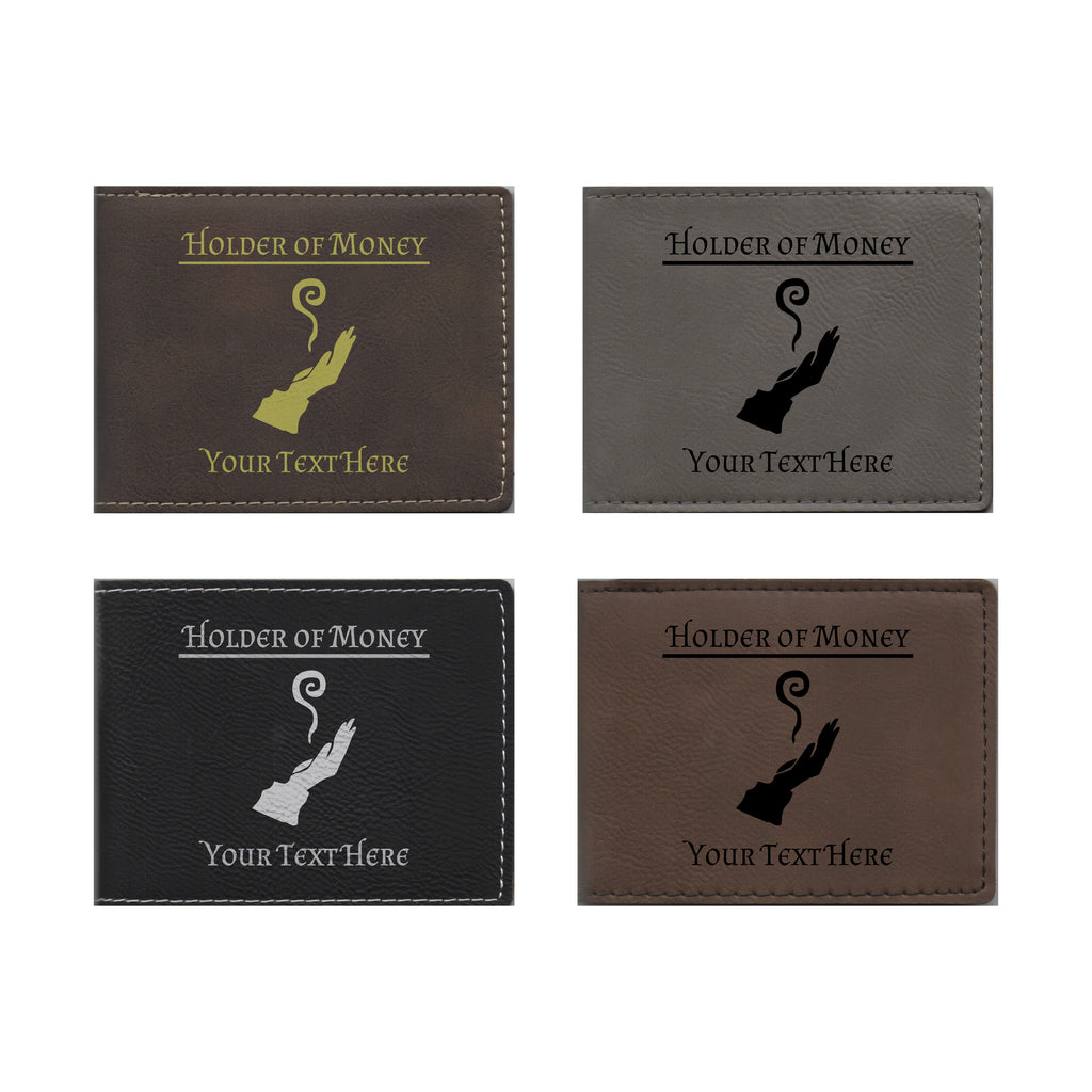 DND Gifts, Personalized Holder of Money Wizard Class Symbol Engraved Leatherette Bi-fold Wallet