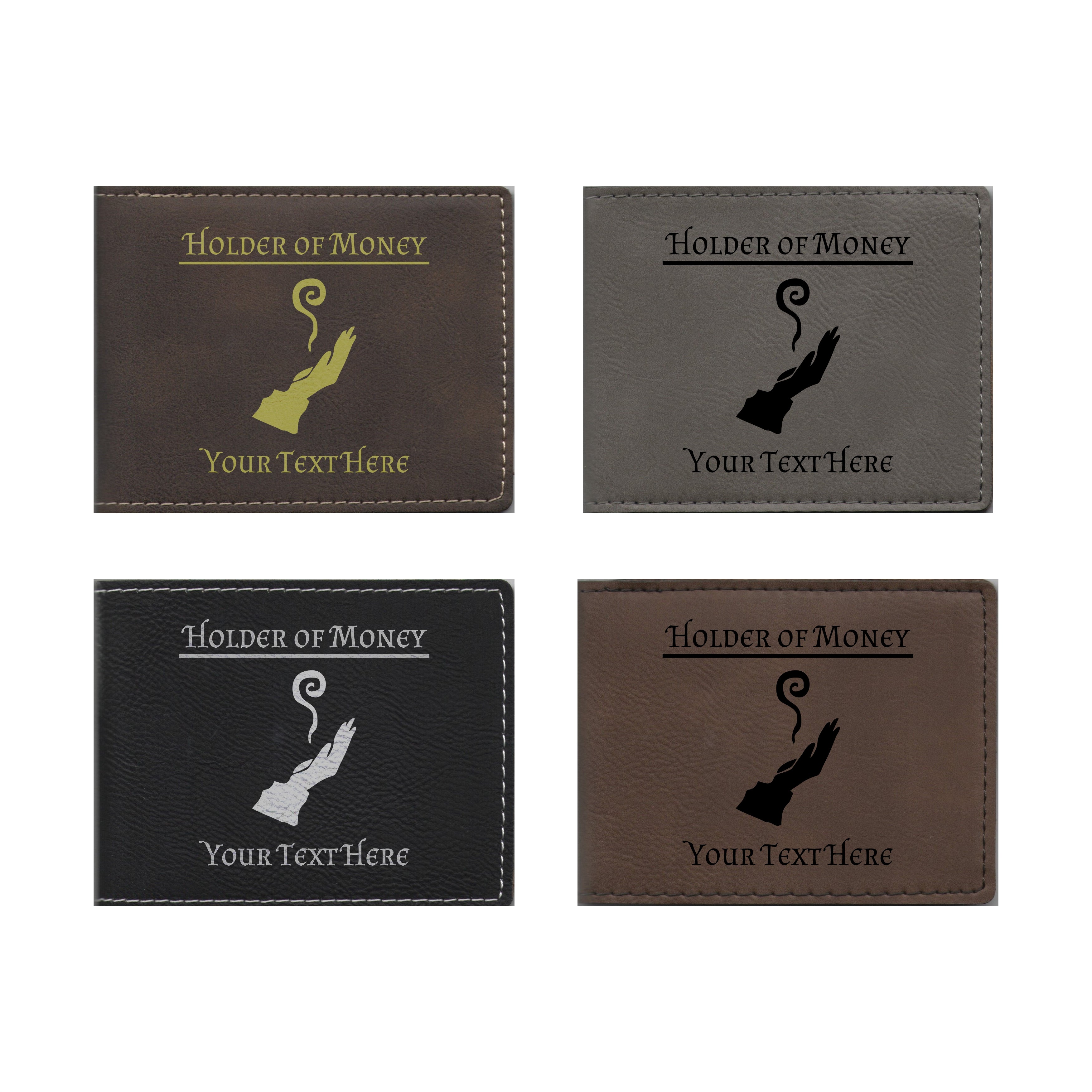 DND Gifts, Personalized Holder of Money Wizard Class Symbol Engraved Leatherette Bi-fold Wallet