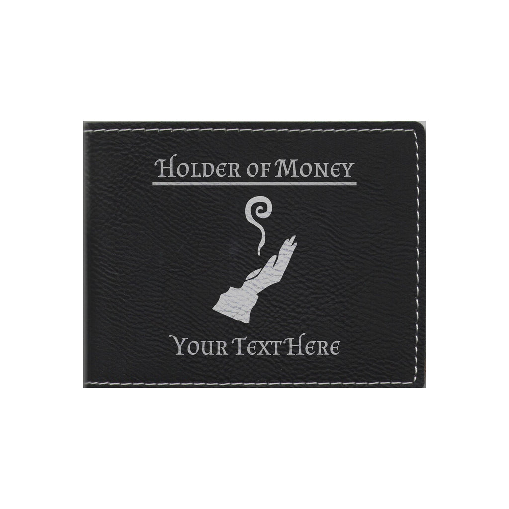 DND Gifts, Personalized Holder of Money Wizard Class Symbol Engraved Leatherette Bi-fold Wallet