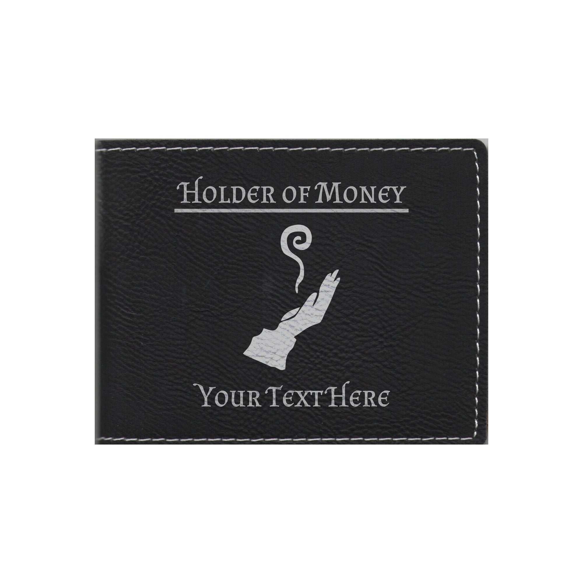 DND Gifts, Personalized Holder of Money Wizard Class Symbol Engraved Leatherette Bi-fold Wallet
