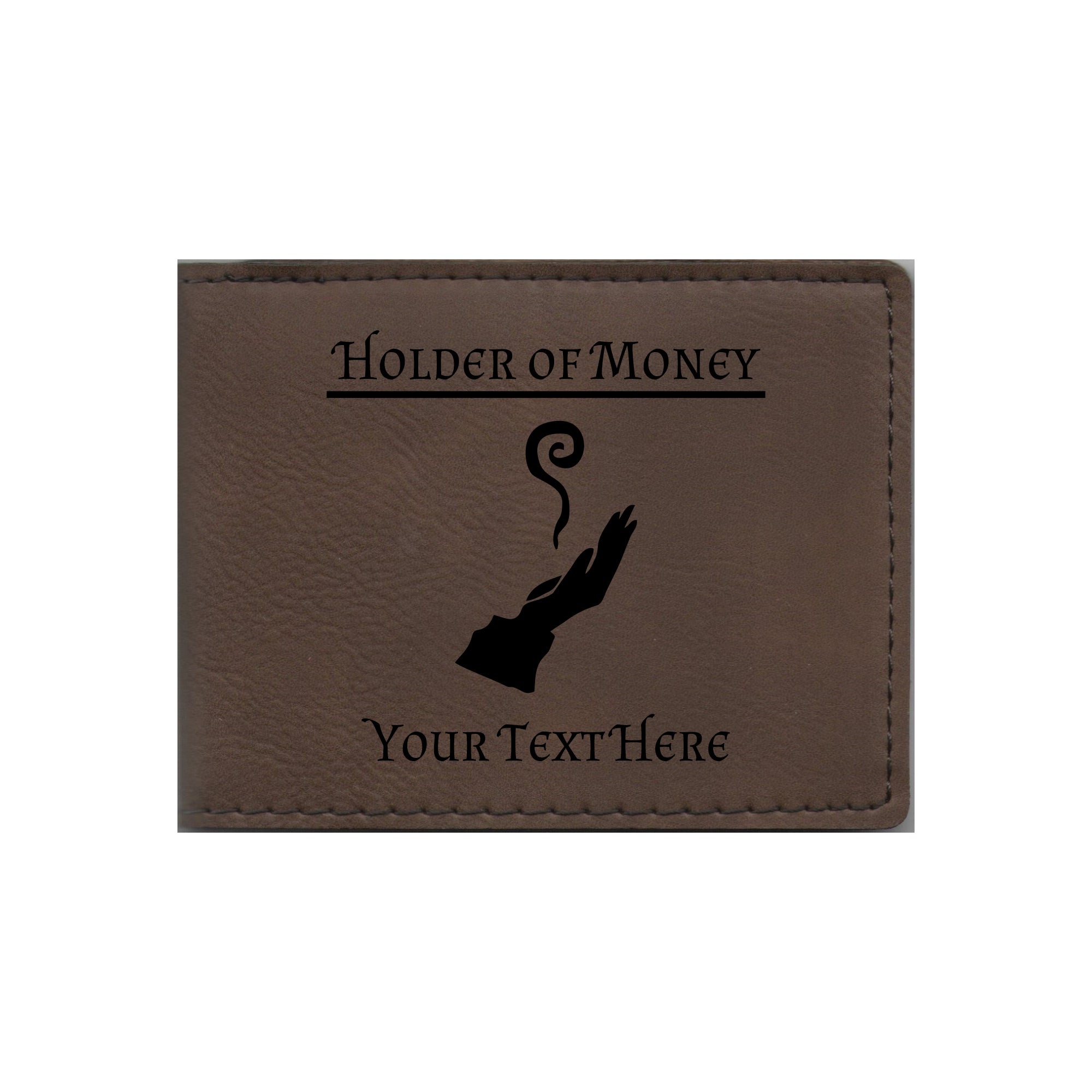 DND Gifts, Personalized Holder of Money Wizard Class Symbol Engraved Leatherette Bi-fold Wallet