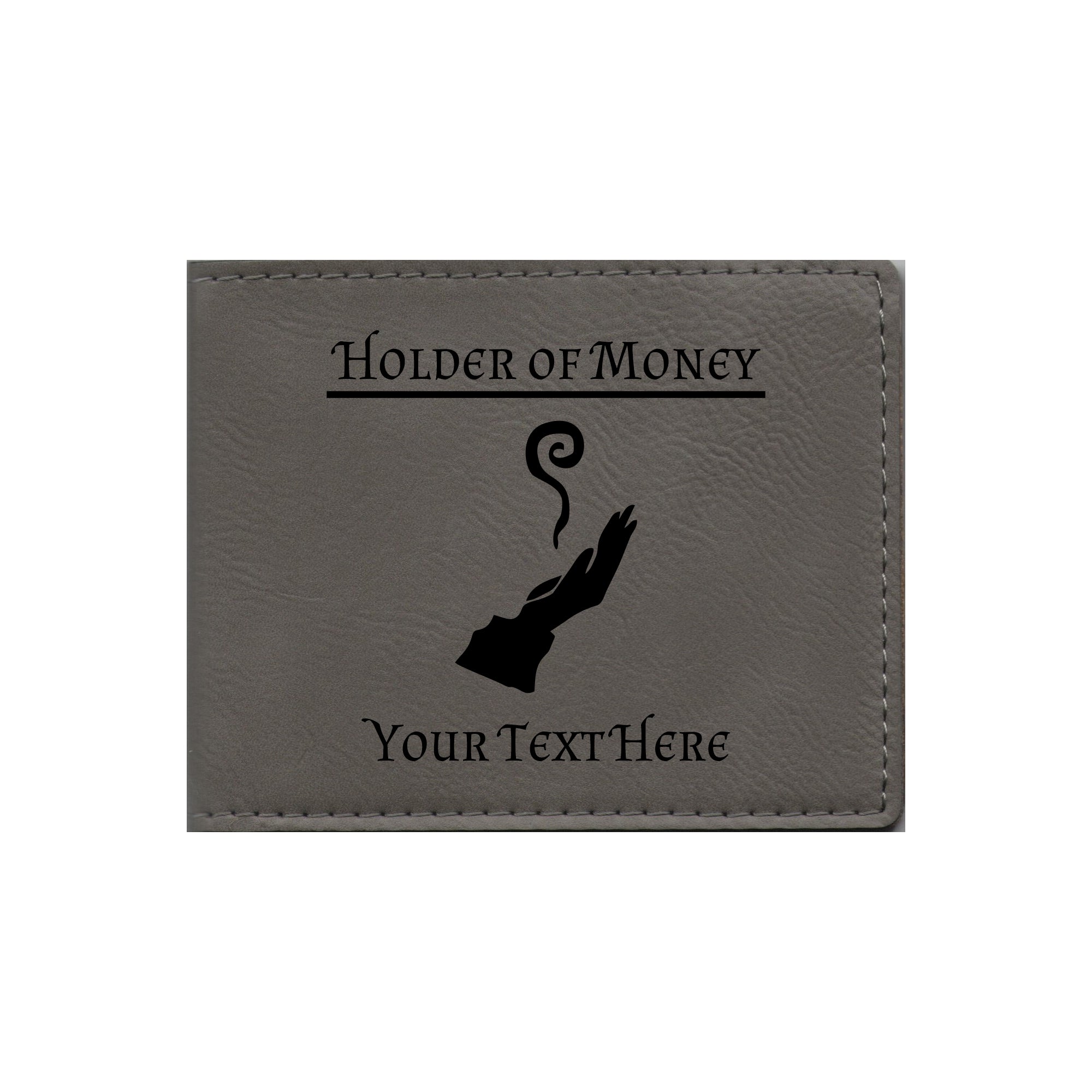 DND Gifts, Personalized Holder of Money Wizard Class Symbol Engraved Leatherette Bi-fold Wallet