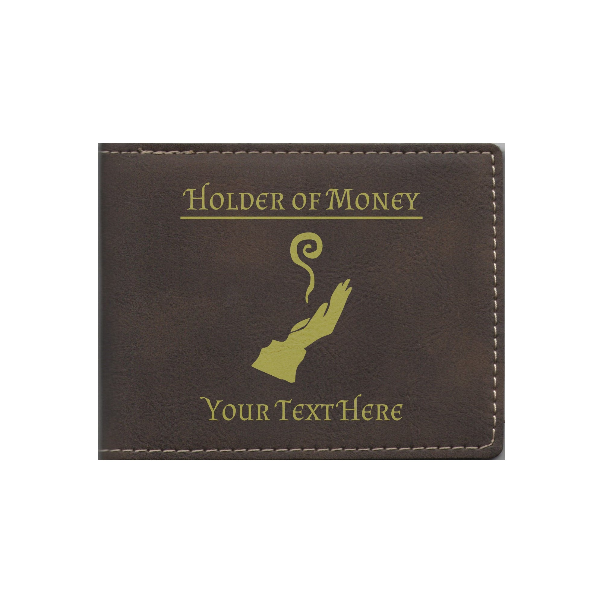 DND Gifts, Personalized Holder of Money Wizard Class Symbol Engraved Leatherette Bi-fold Wallet