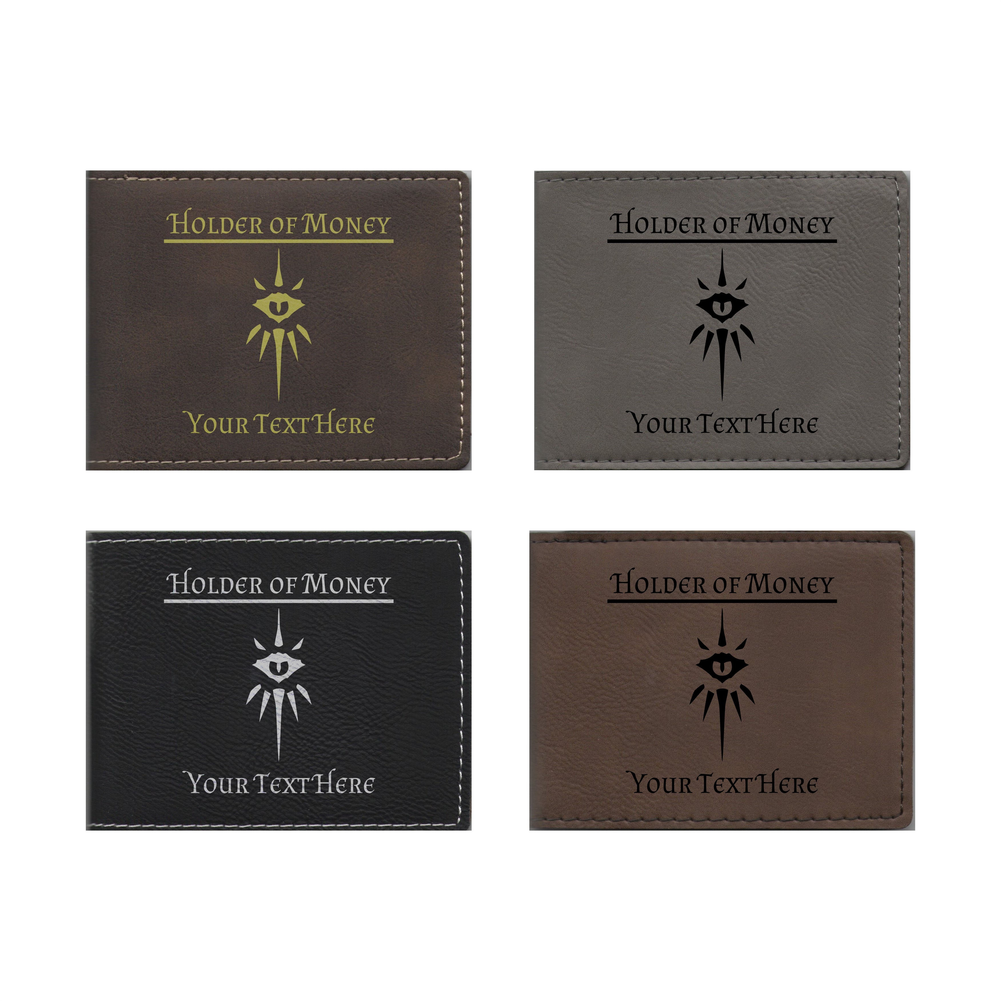 DND Gifts, Personalized Holder of Money Warlock Class Symbol Engraved Leatherette Bi-fold Wallet