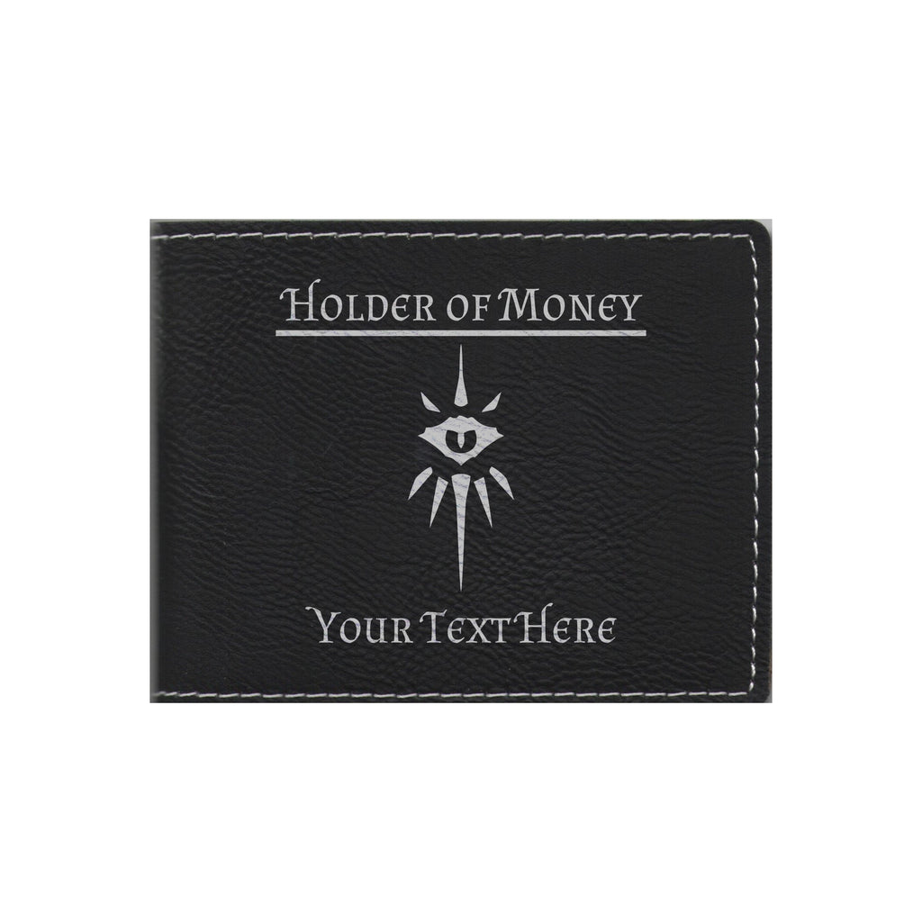 DND Gifts, Personalized Holder of Money Warlock Class Symbol Engraved Leatherette Bi-fold Wallet