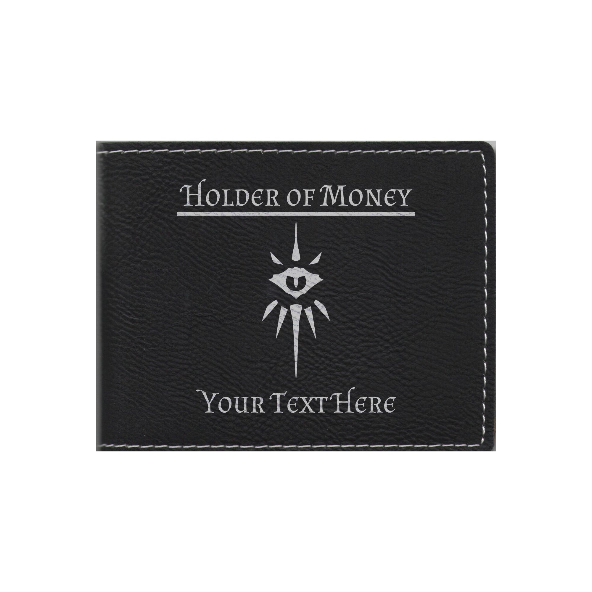 DND Gifts, Personalized Holder of Money Warlock Class Symbol Engraved Leatherette Bi-fold Wallet
