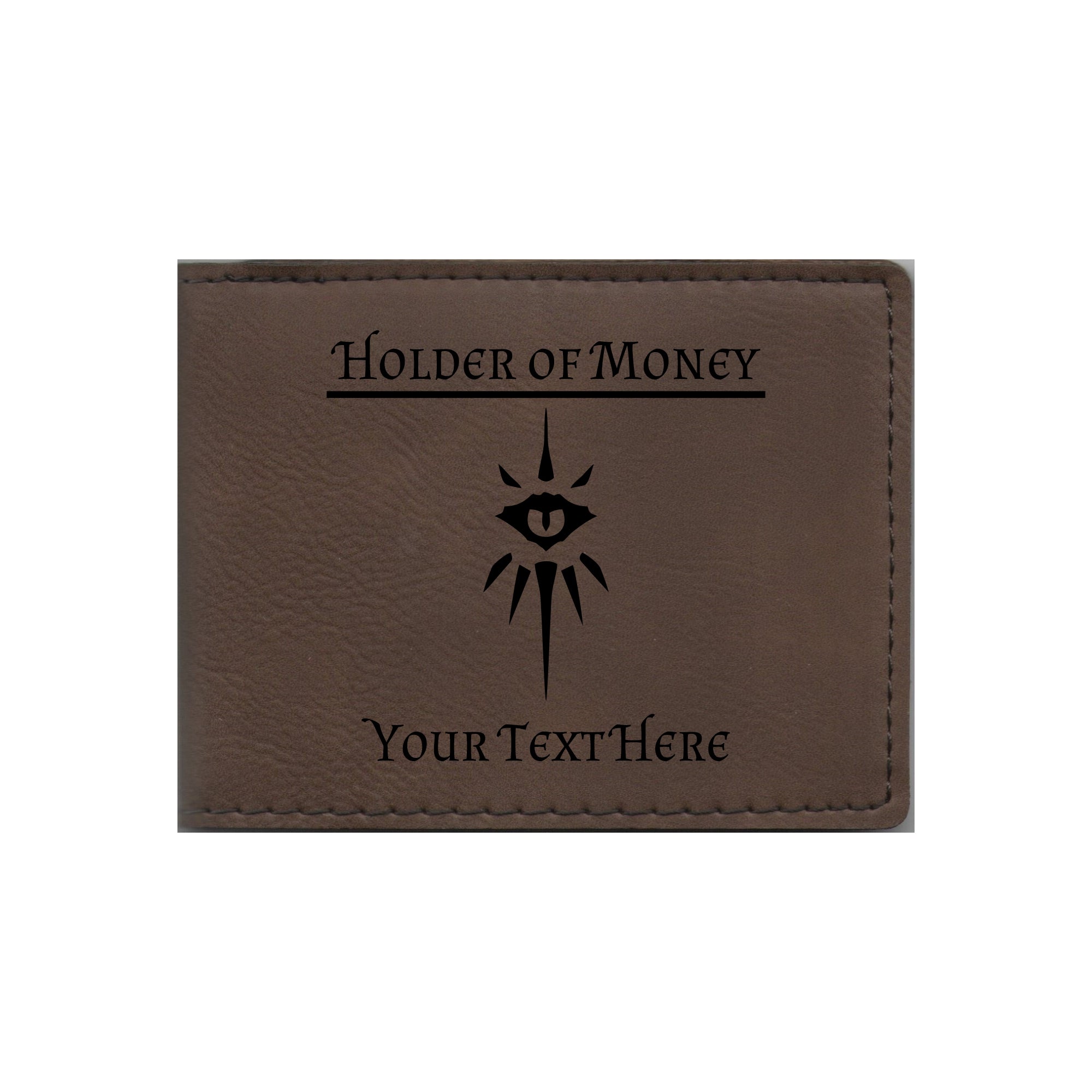 DND Gifts, Personalized Holder of Money Warlock Class Symbol Engraved Leatherette Bi-fold Wallet