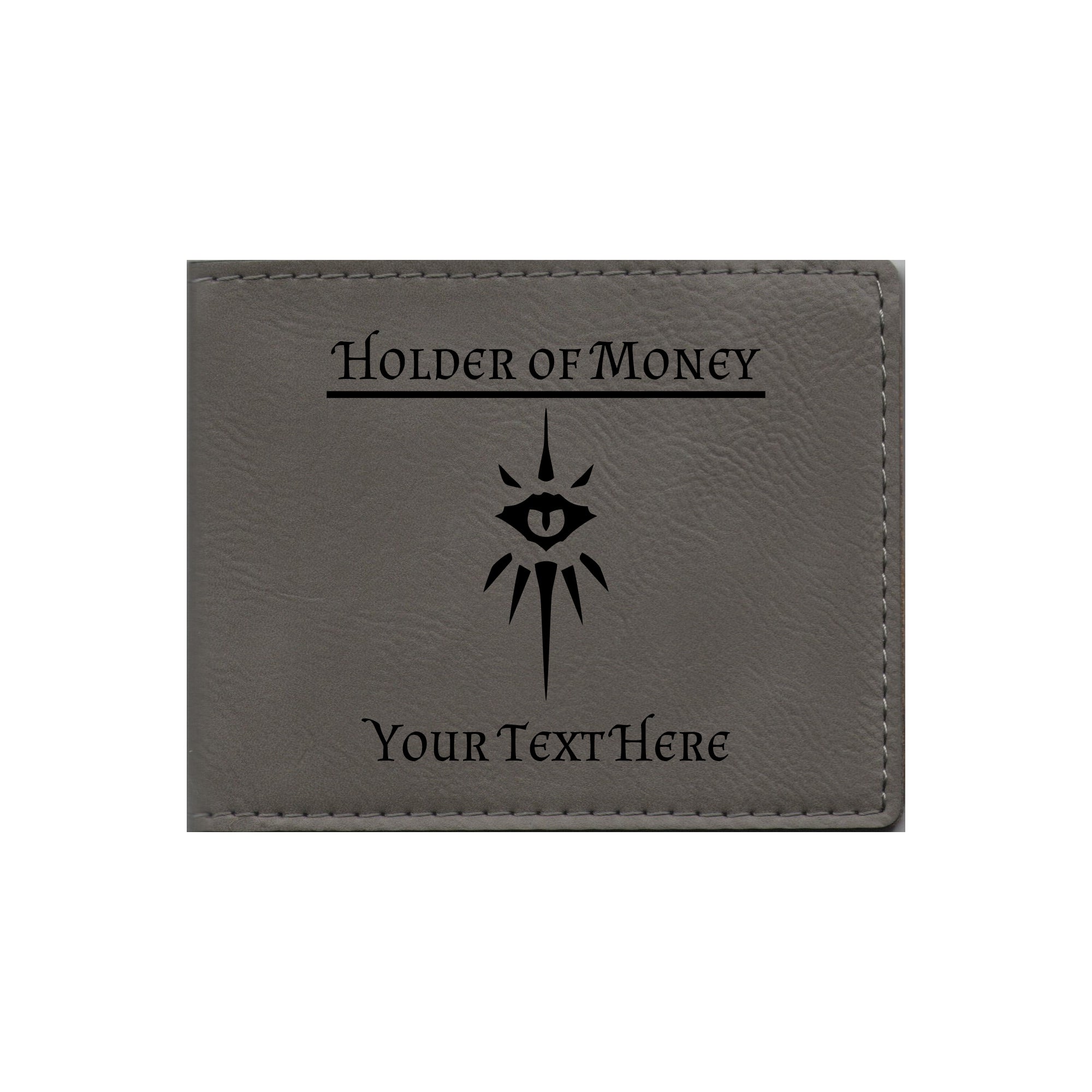 DND Gifts, Personalized Holder of Money Warlock Class Symbol Engraved Leatherette Bi-fold Wallet