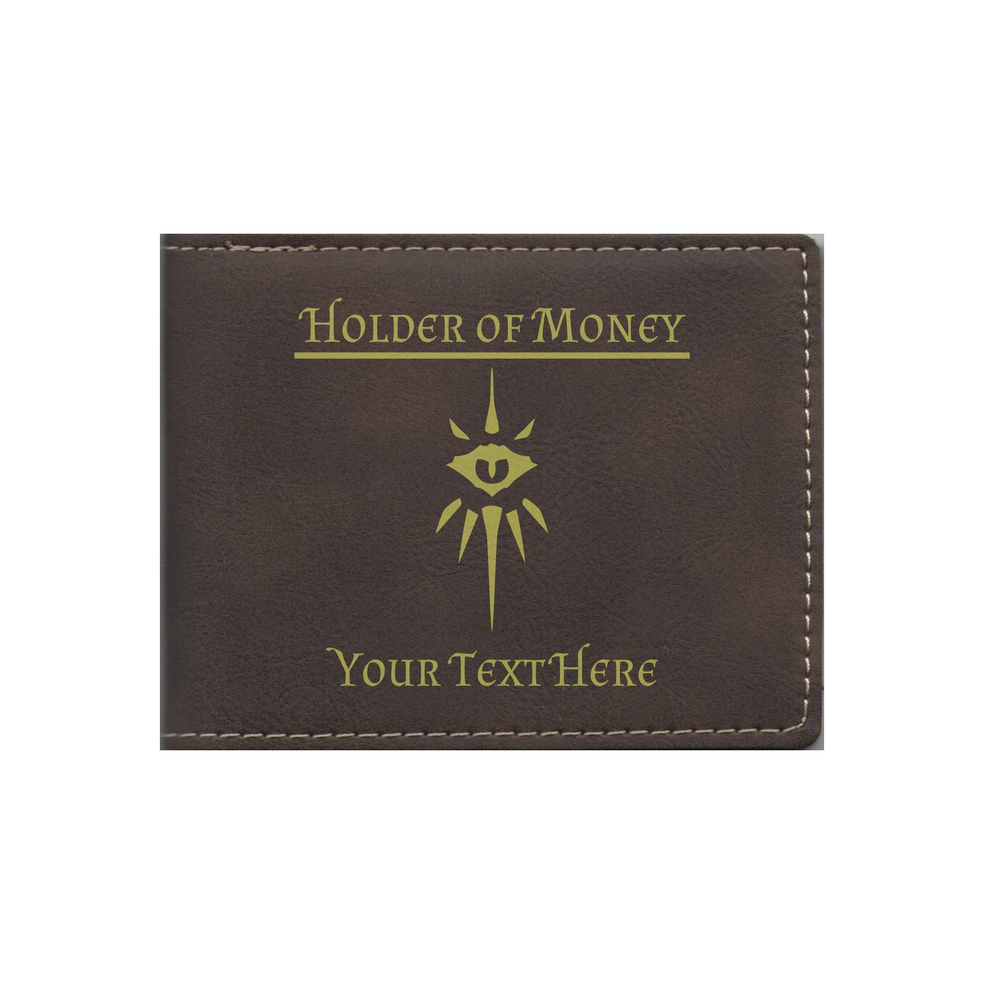 DND Gifts, Personalized Holder of Money Warlock Class Symbol Engraved Leatherette Bi-fold Wallet