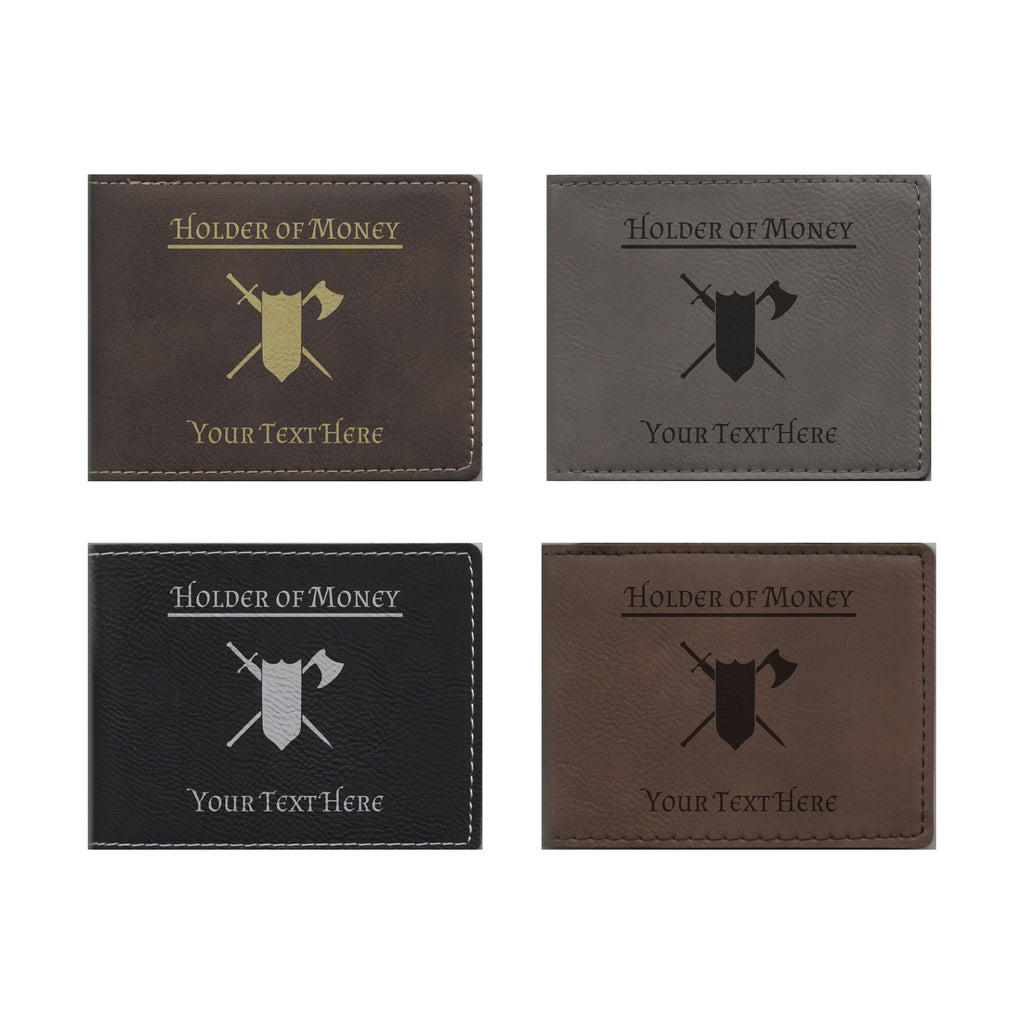 DND Gifts, Personalized Holder of Money Fighter Class Symbol Engraved Leatherette Bi-fold Wallet