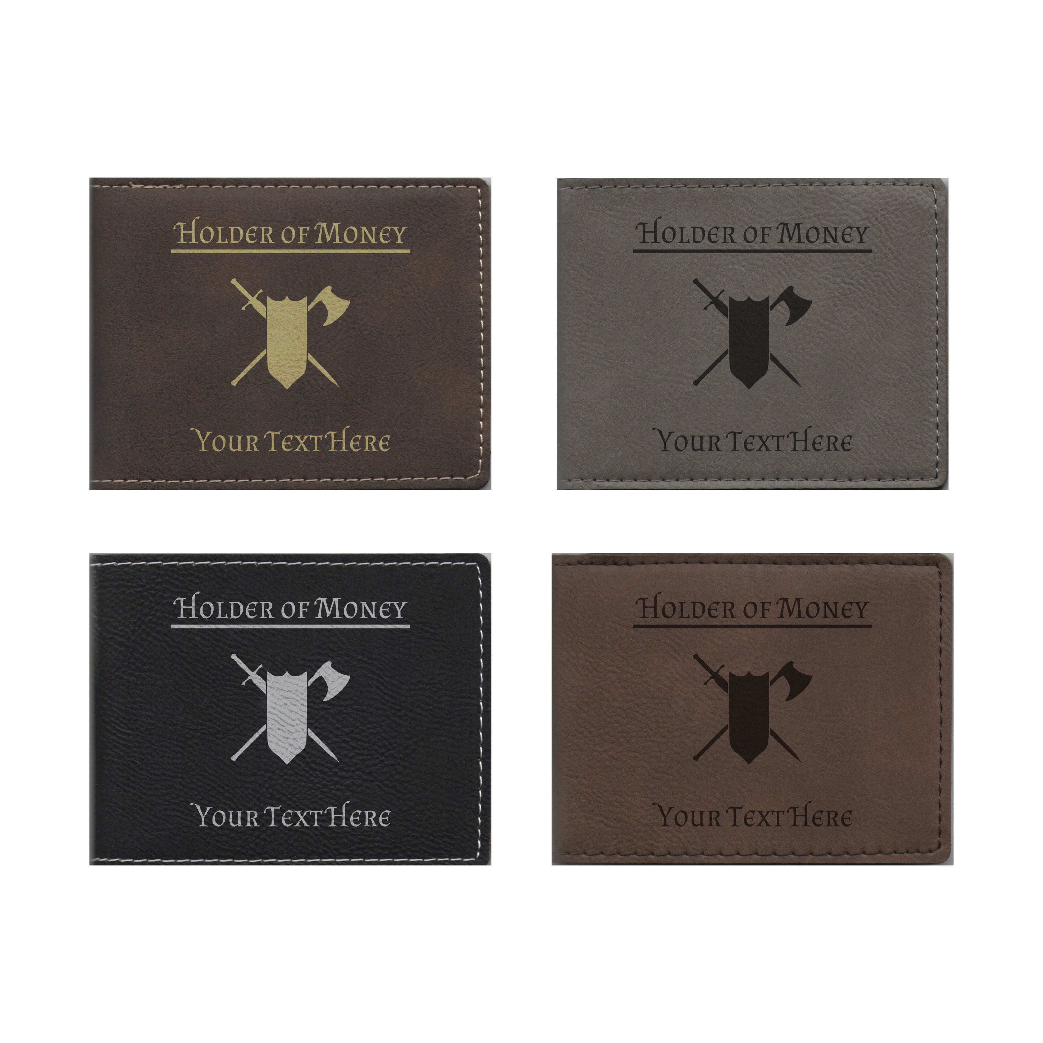 DND Gifts, Personalized Holder of Money Fighter Class Symbol Engraved Leatherette Bi-fold Wallet