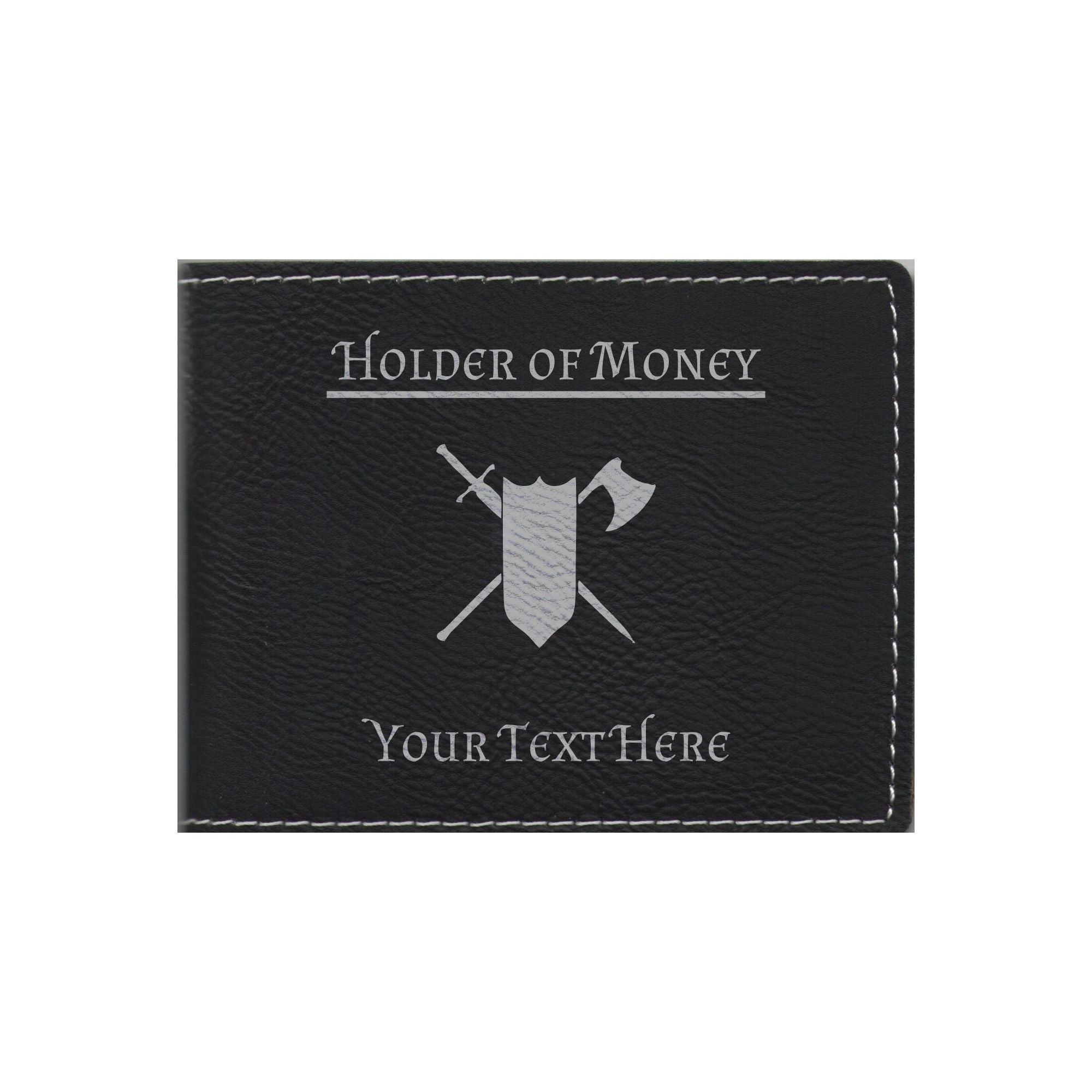 DND Gifts, Personalized Holder of Money Fighter Class Symbol Engraved Leatherette Bi-fold Wallet