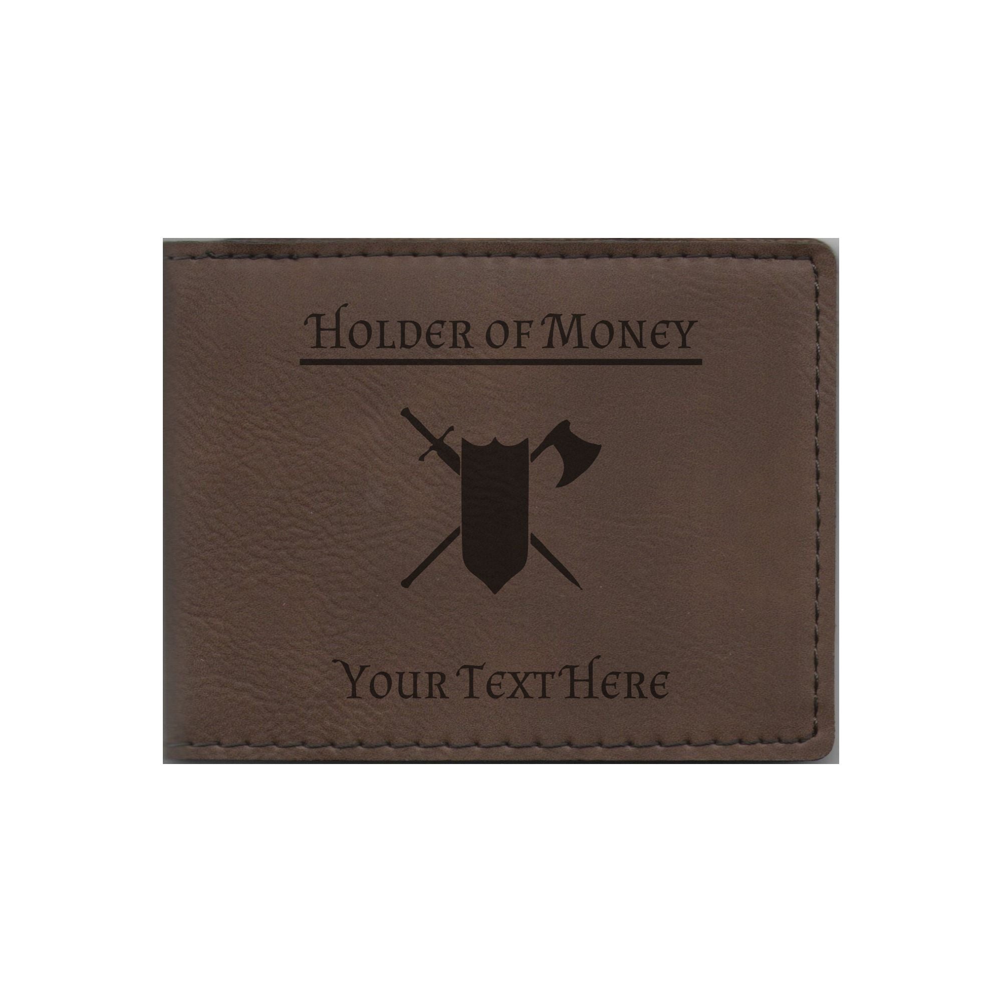 DND Gifts, Personalized Holder of Money Fighter Class Symbol Engraved Leatherette Bi-fold Wallet