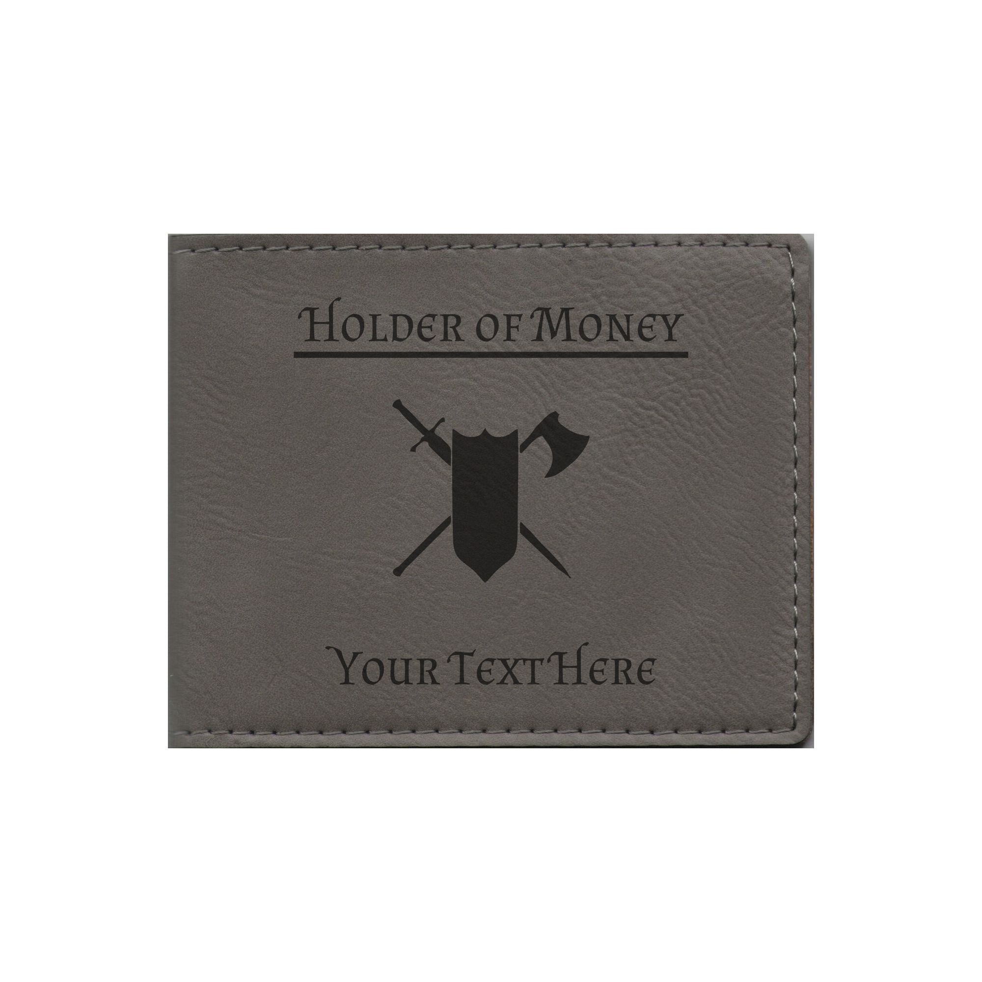 DND Gifts, Personalized Holder of Money Fighter Class Symbol Engraved Leatherette Bi-fold Wallet