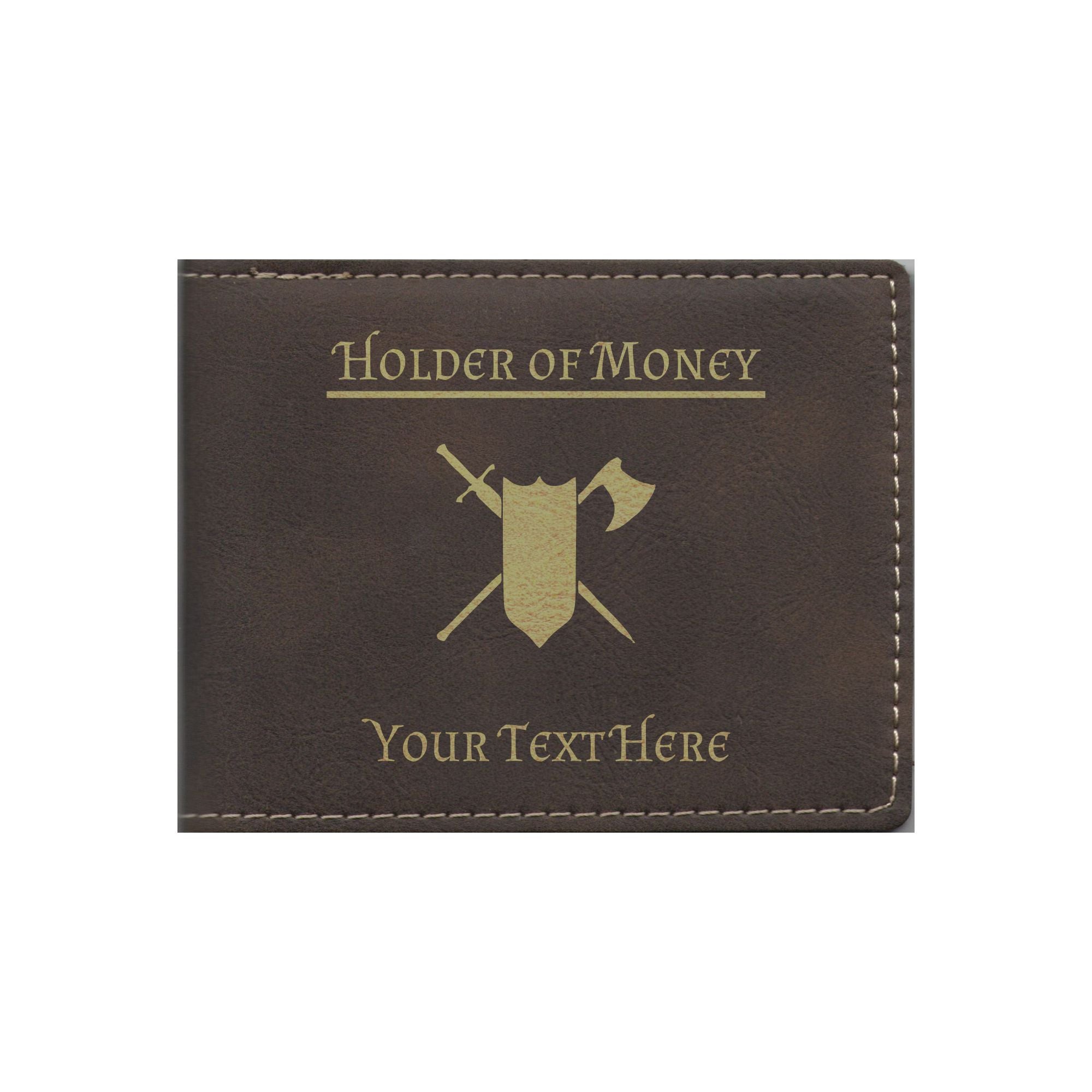 DND Gifts, Personalized Holder of Money Fighter Class Symbol Engraved Leatherette Bi-fold Wallet