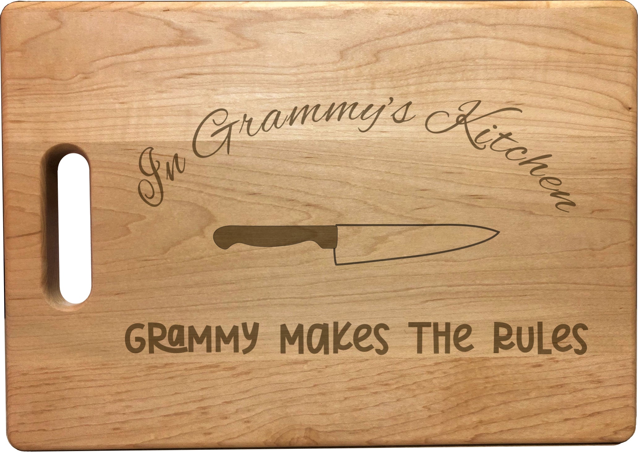 In Grammy's Kitchen Makes the Rules Engraved Natural Wood Cutting Boards, Bamboo or Maple, Grammy Gift
