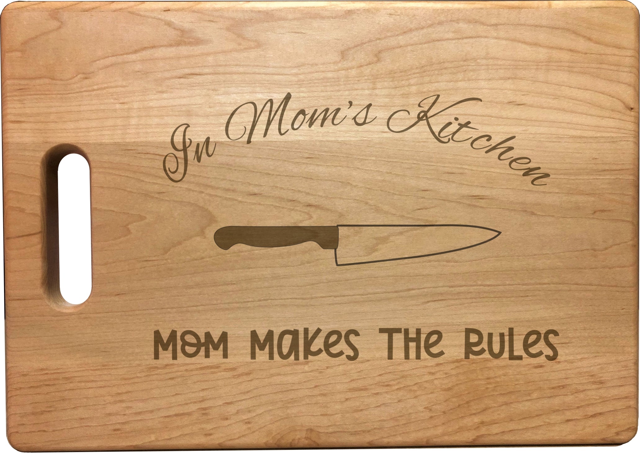 In Mom's Kitchen Makes the Rules Engraved Natural Wood Cutting Boards, Bamboo or Maple, Mom Gift