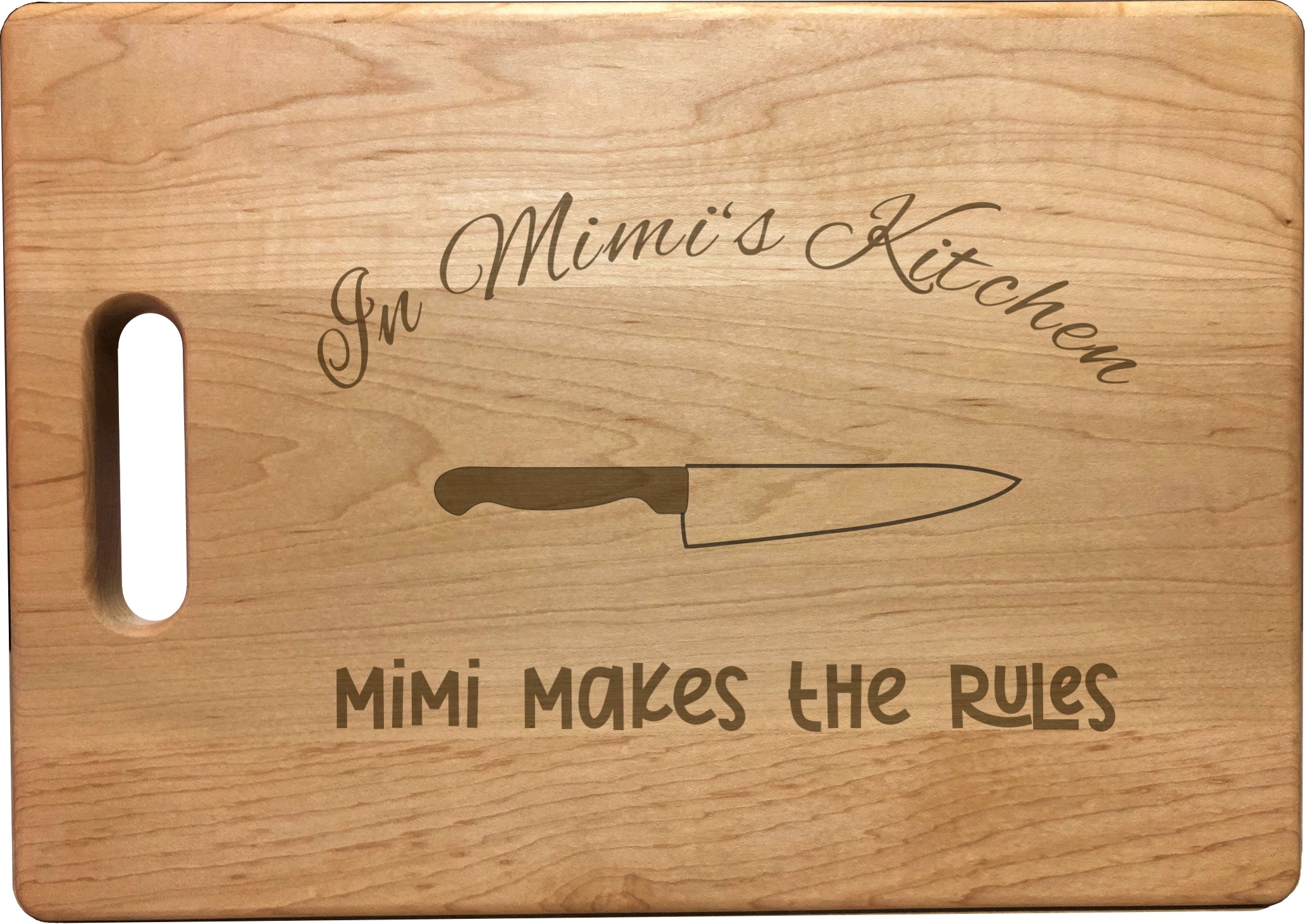 In Mimi's Kitchen Makes the Rules Engraved Natural Wood Cutting Boards, Bamboo or Maple, Mimi Gift