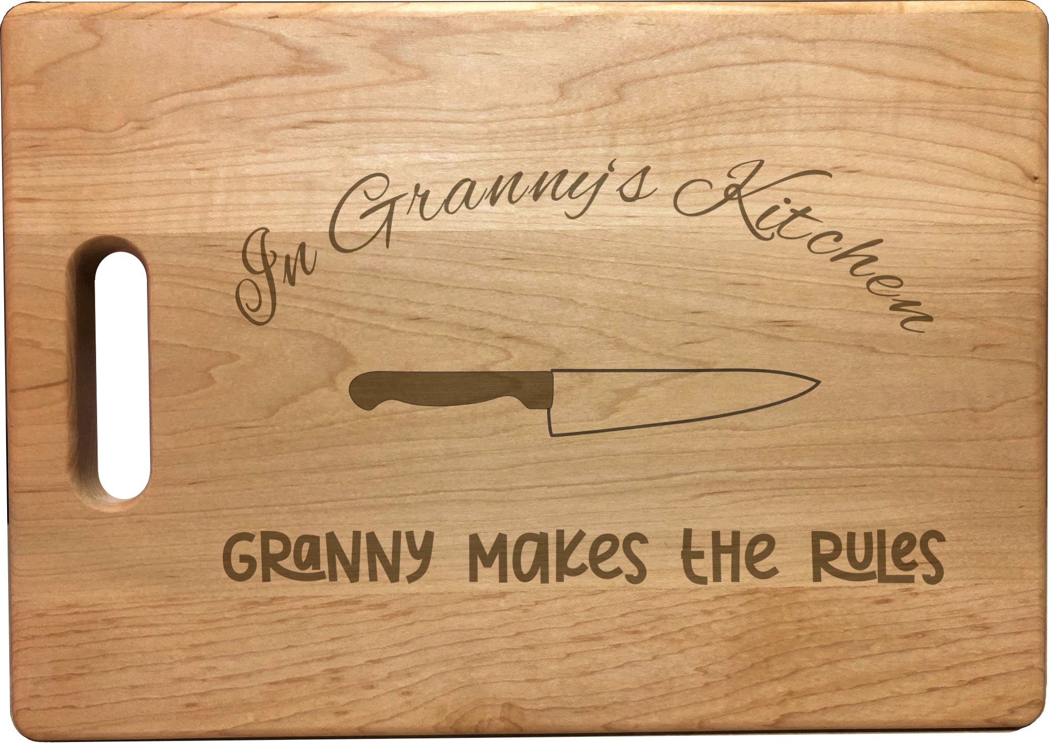 In Granny's Kitchen Makes the Rules Engraved Natural Wood Cutting Boards, Bamboo or Maple, Granny Gift