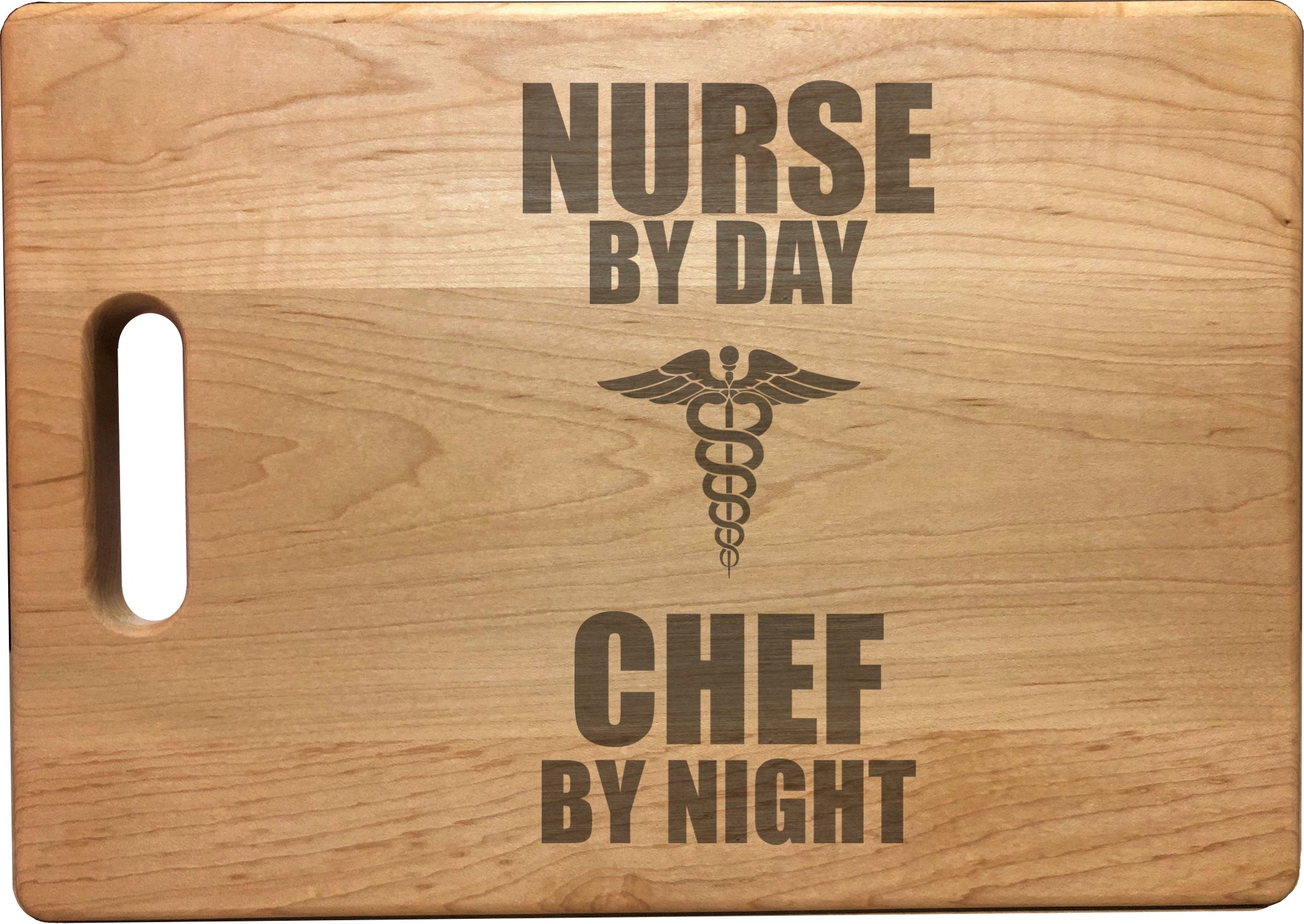 Nurse by Day Chef by Night Engraved Natural Wood Cutting Boards, Bamboo or Maple, Nurse RN Gifts