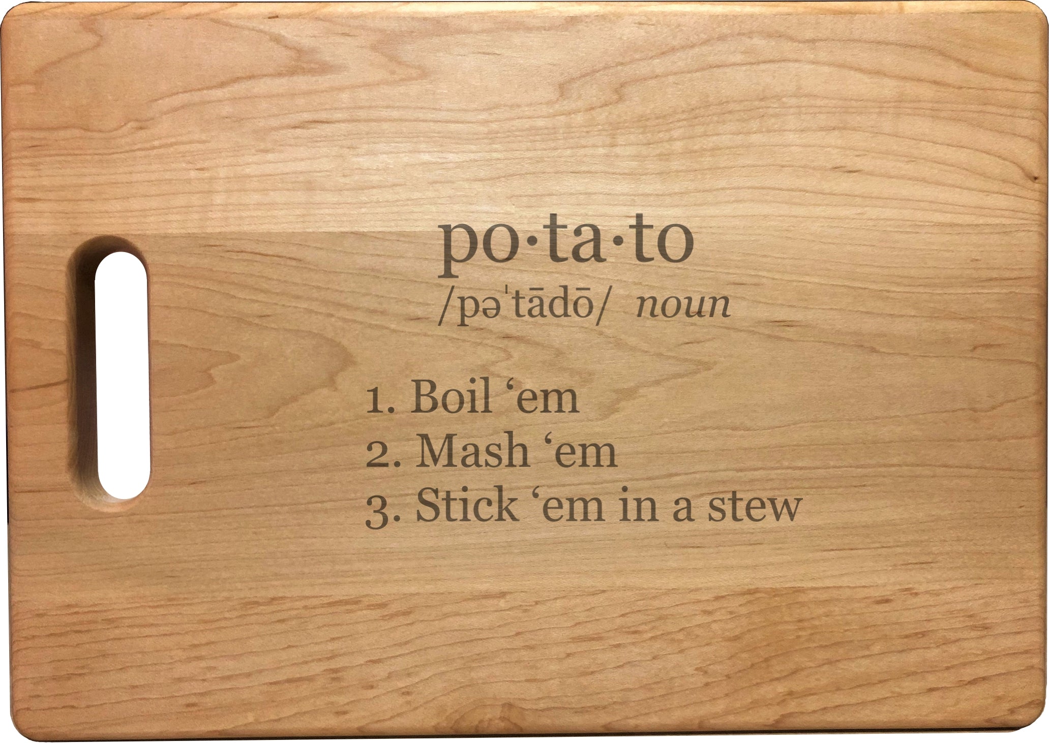 Potato Definition Engraved Natural Wood Cutting Boards, Bamboo or Maple, Nerdy Gifts