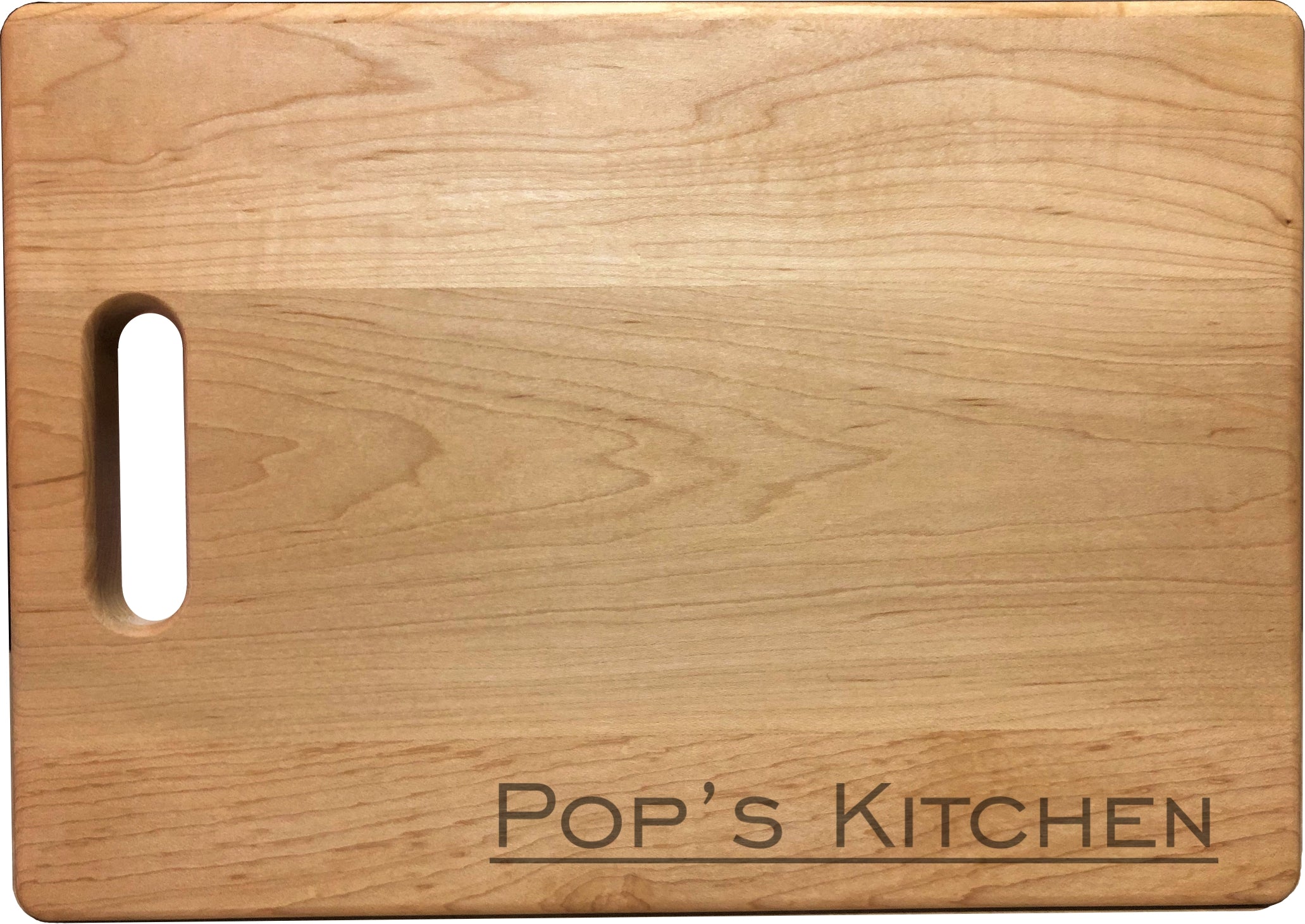 Pop's Kitchen Engraved Natural Wood Cutting Boards, Bamboo or Maple, Pop Gift