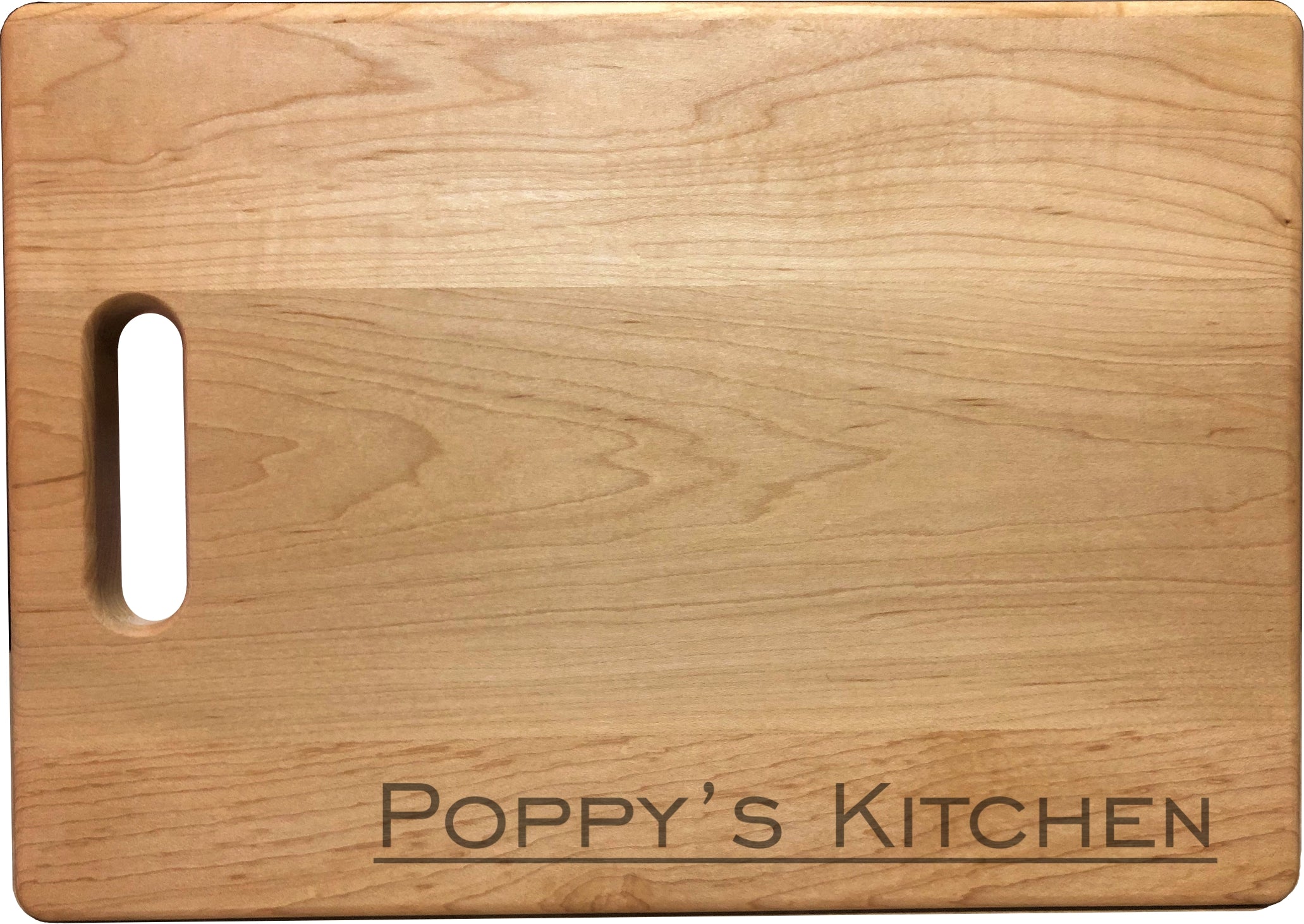 Poppy's Kitchen Engraved Natural Wood Cutting Boards, Bamboo or Maple, Poppy Gift