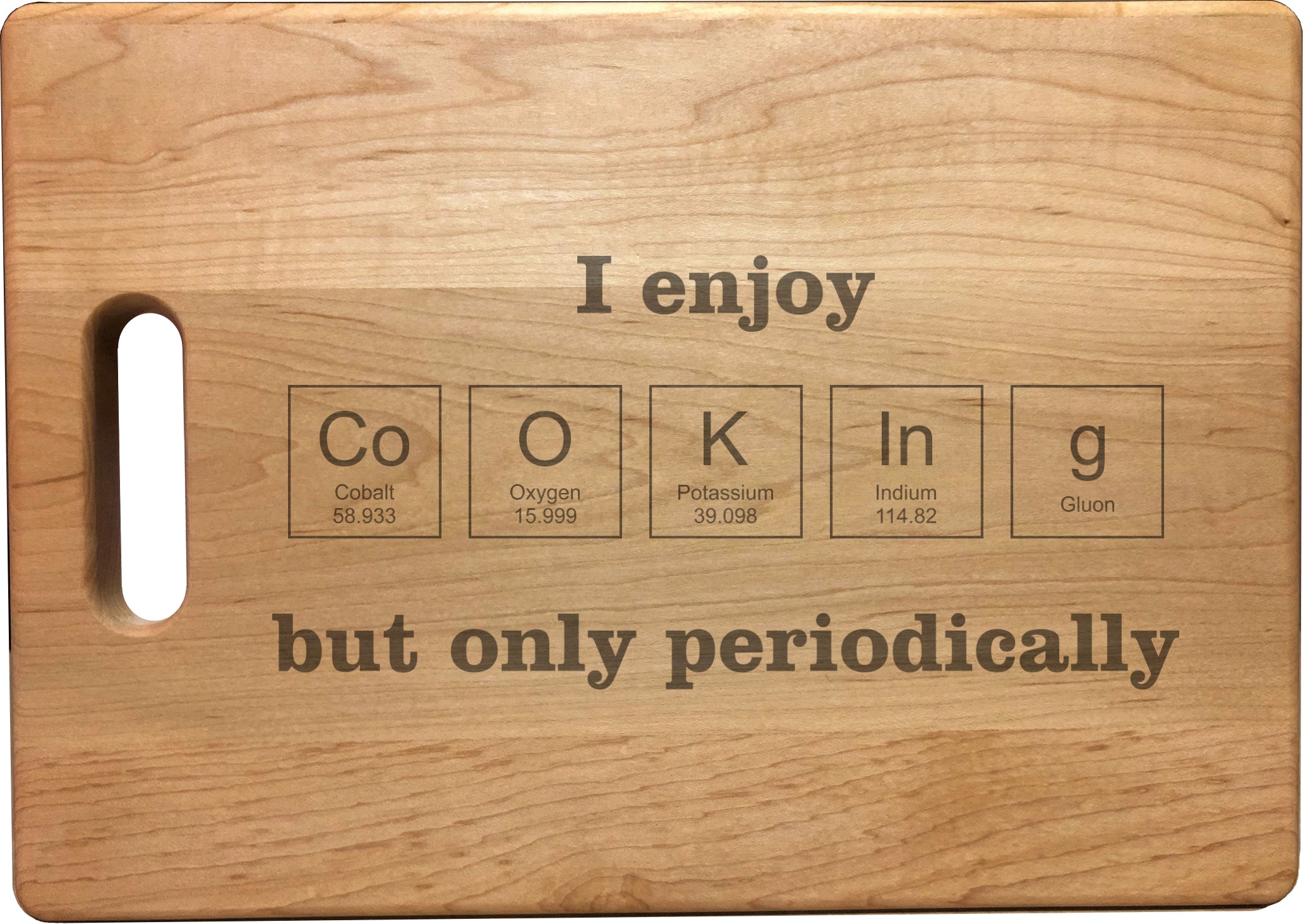 Enjoy Cooking Periodically Engraved Natural Wood Cutting Boards, Bamboo or Maple, Nerdy Gift