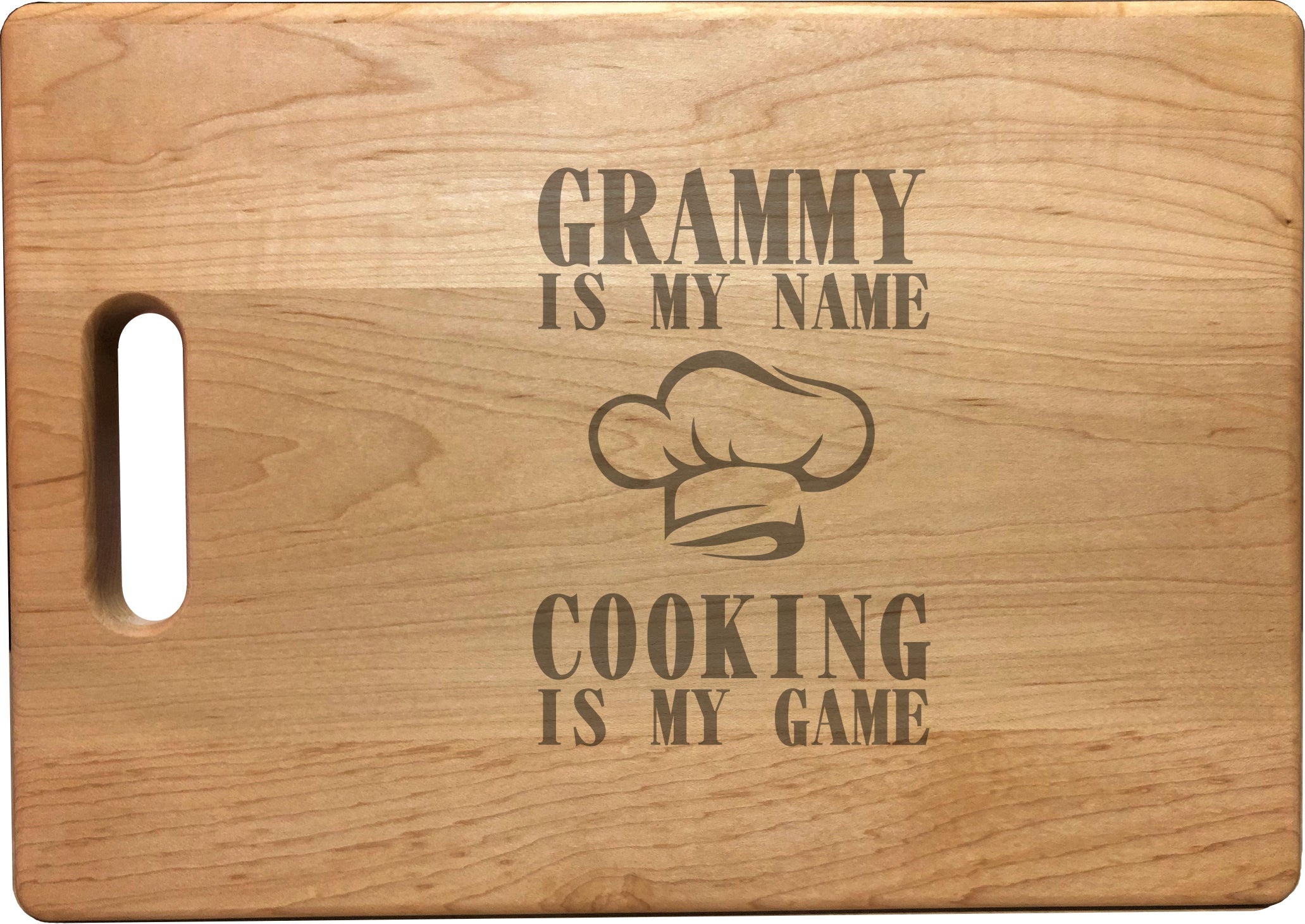 Grammy My Name Cooking My Game Engraved Natural Wood Cutting Boards, Bamboo or Maple, Grammy Gift