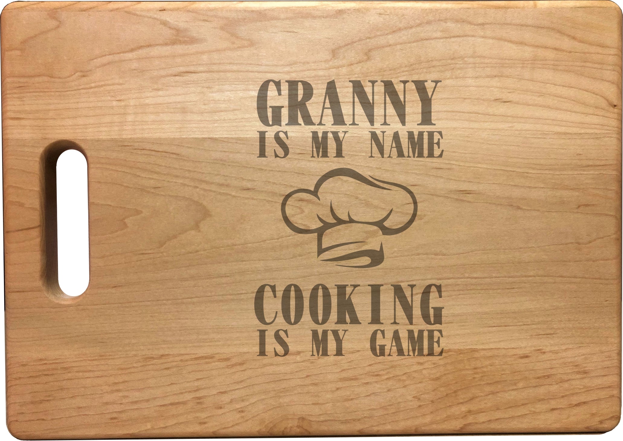 Granny My Name Cooking My Game Engraved Natural Wood Cutting Boards, Bamboo or Maple, Granny Gift