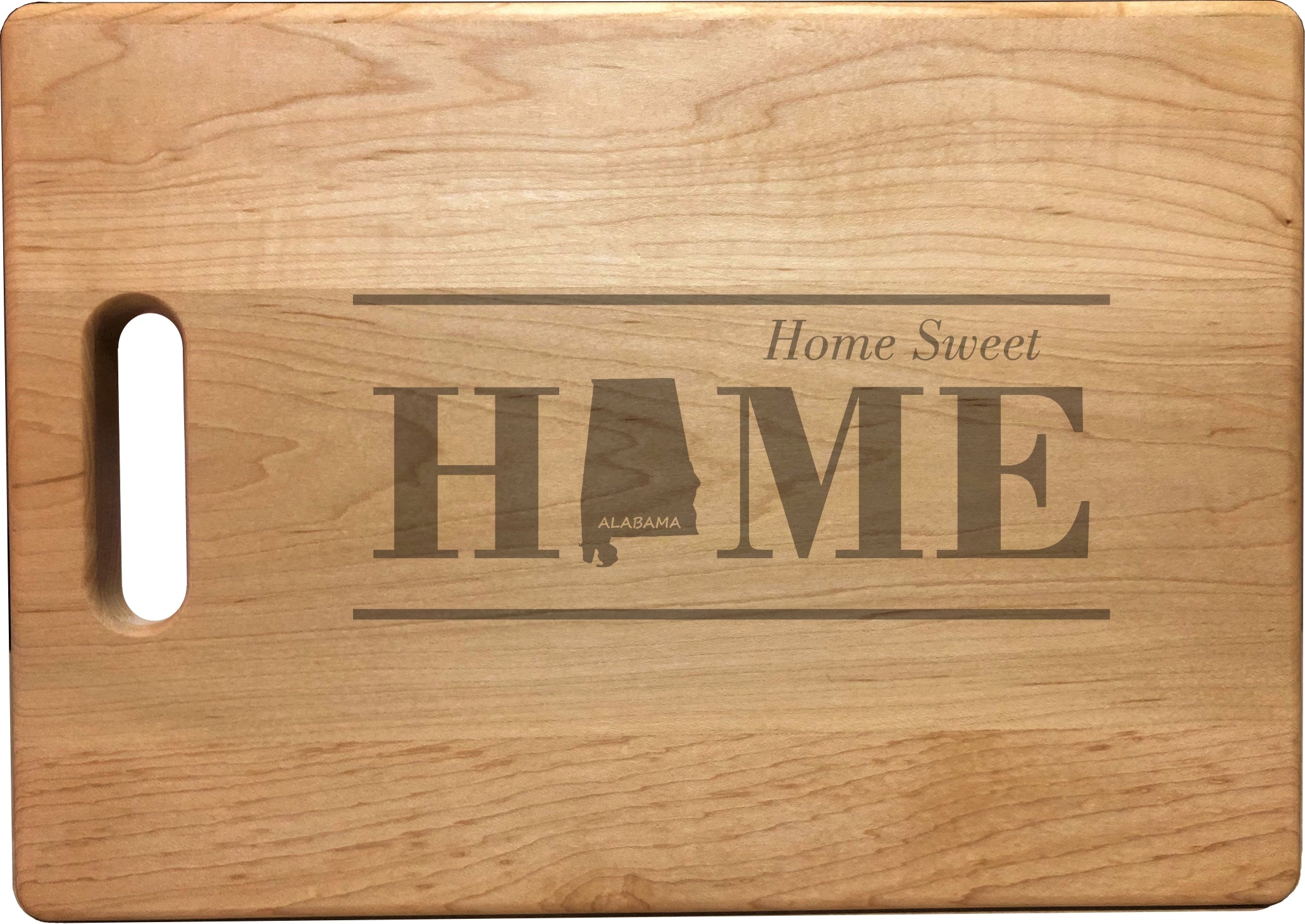 Alabama Home Sweet Home Engraved Natural Wood Cutting Boards, Bamboo or Maple, Housewarming Gift