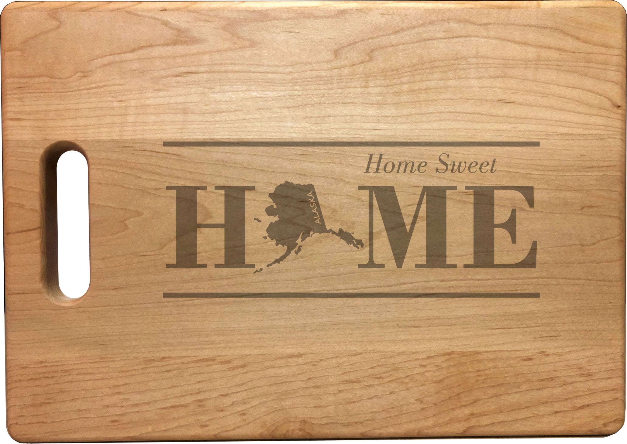 Alaska Home Sweet Home Engraved Natural Wood Cutting Boards, Bamboo or Maple, Housewarming Gift