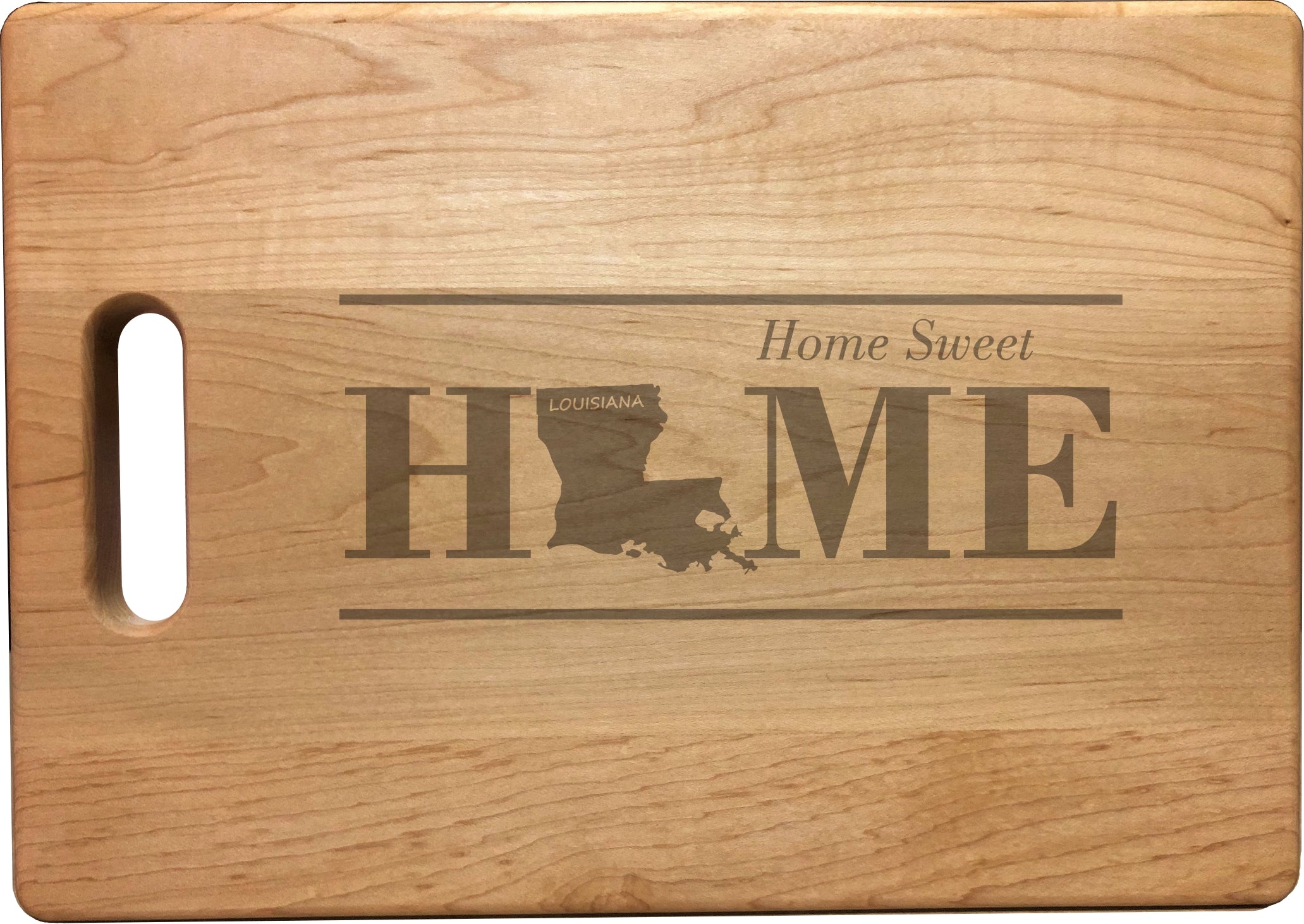 Louisiana Home Sweet Home Engraved Natural Wood Cutting Boards, Bamboo or Maple, Housewarming Gift