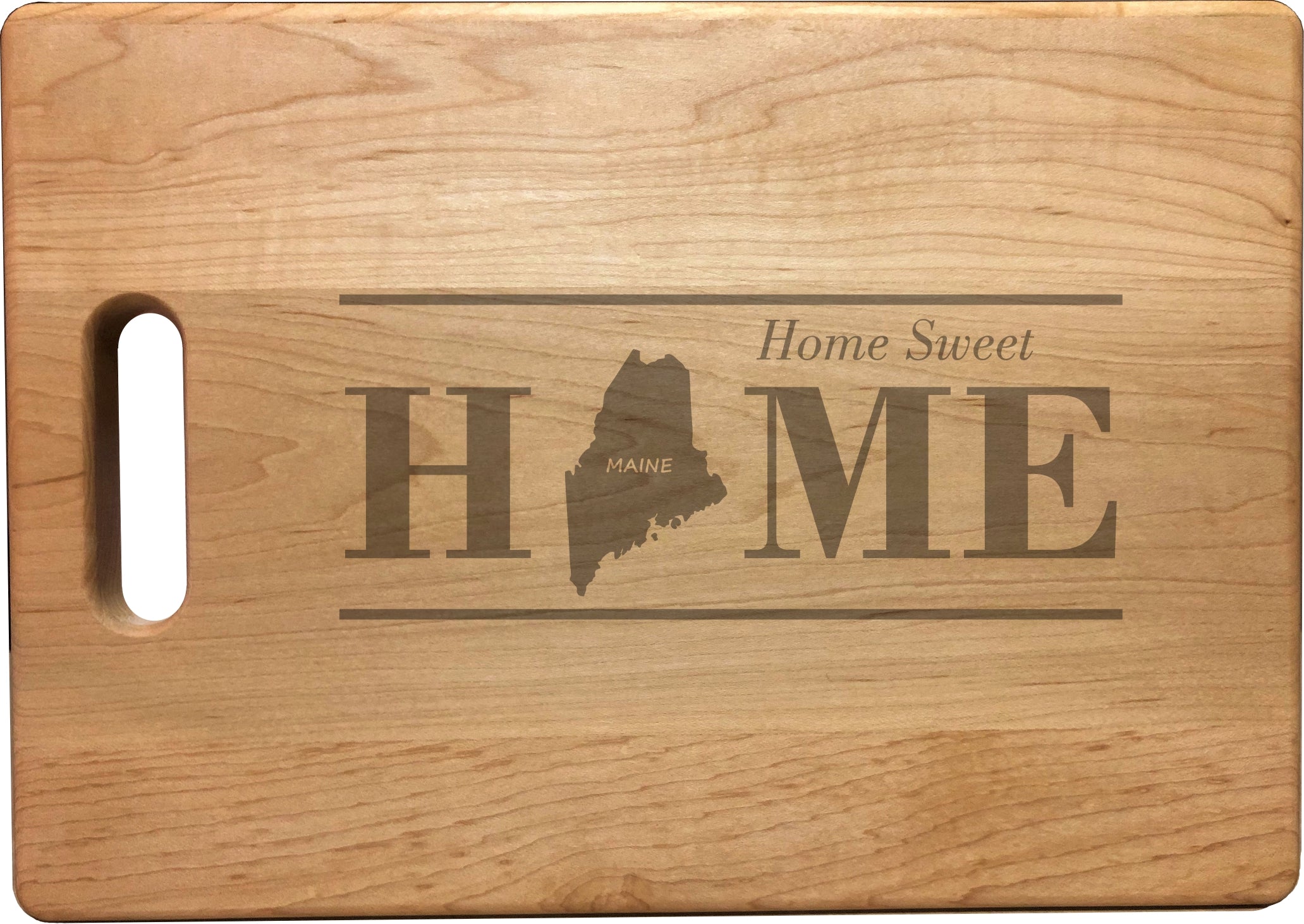 Maine Home Sweet Home Engraved Natural Wood Cutting Boards, Bamboo or Maple, Housewarming Gift
