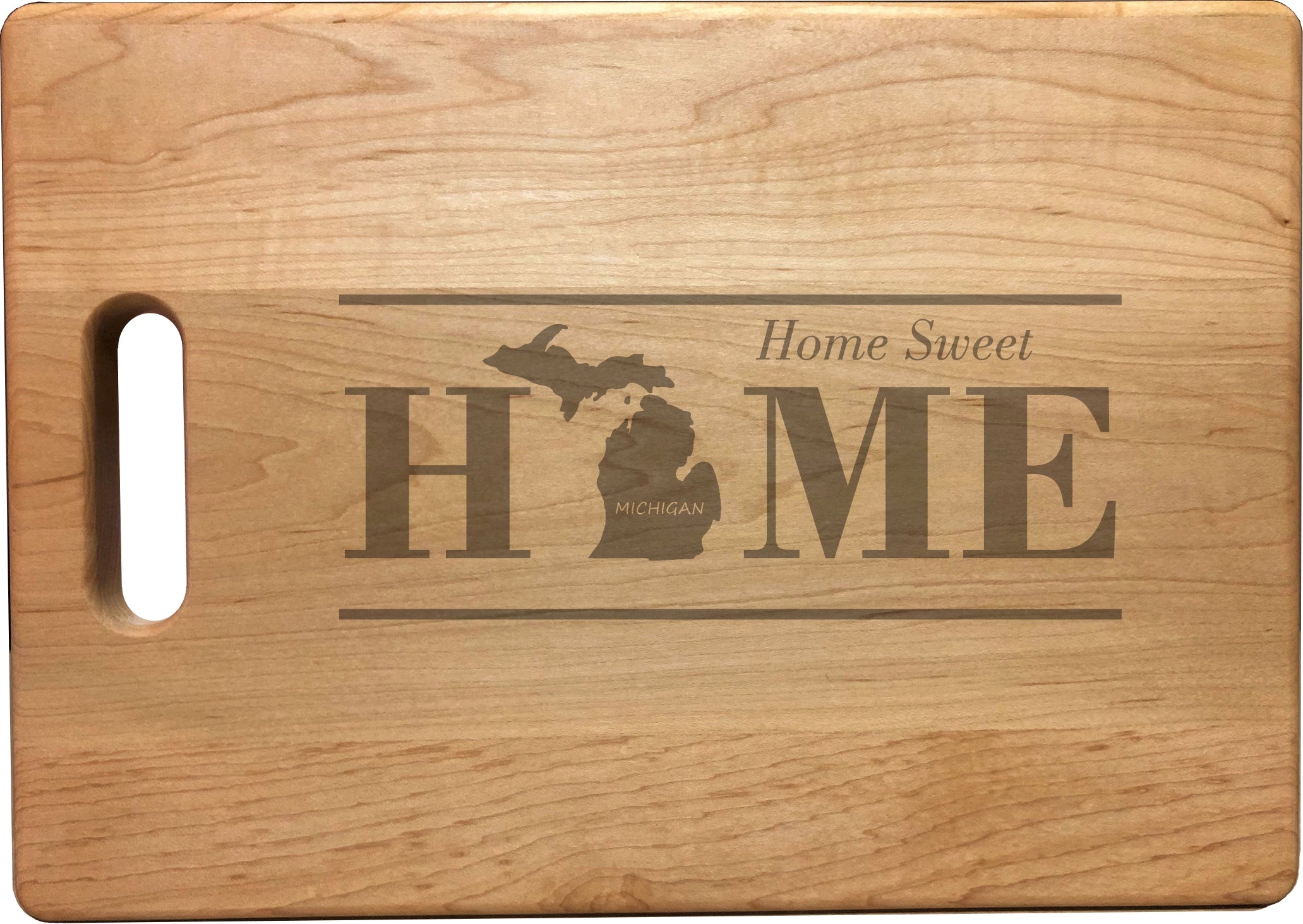 Michigan Home Sweet Home Engraved Natural Wood Cutting Boards, Bamboo or Maple, Housewarming Gift