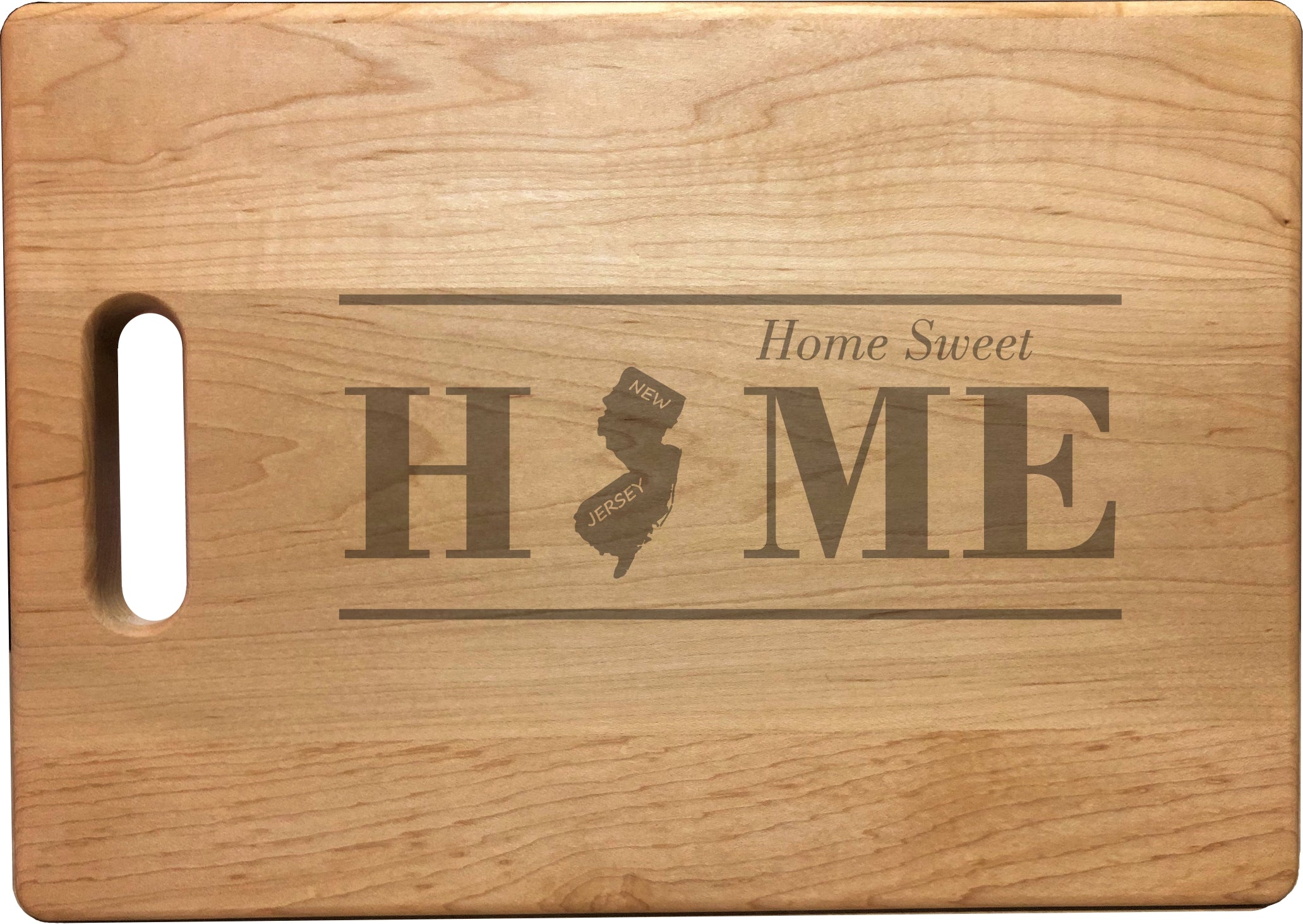 New Jersey Home Sweet Home Engraved Natural Wood Cutting Boards, Bamboo or Maple, Housewarming Gift