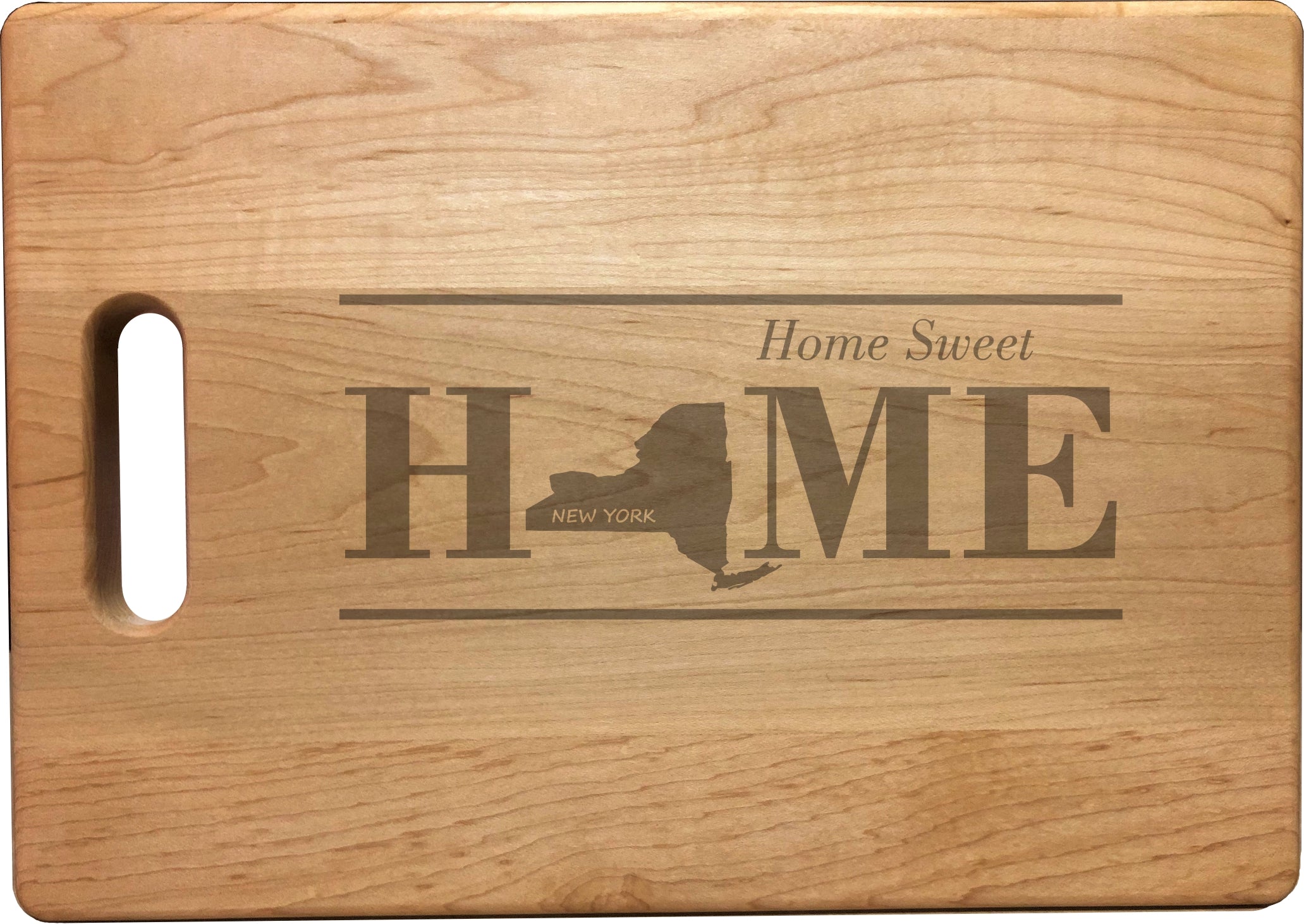 New York Home Sweet Home Engraved Natural Wood Cutting Boards, Bamboo or Maple, Housewarming Gift