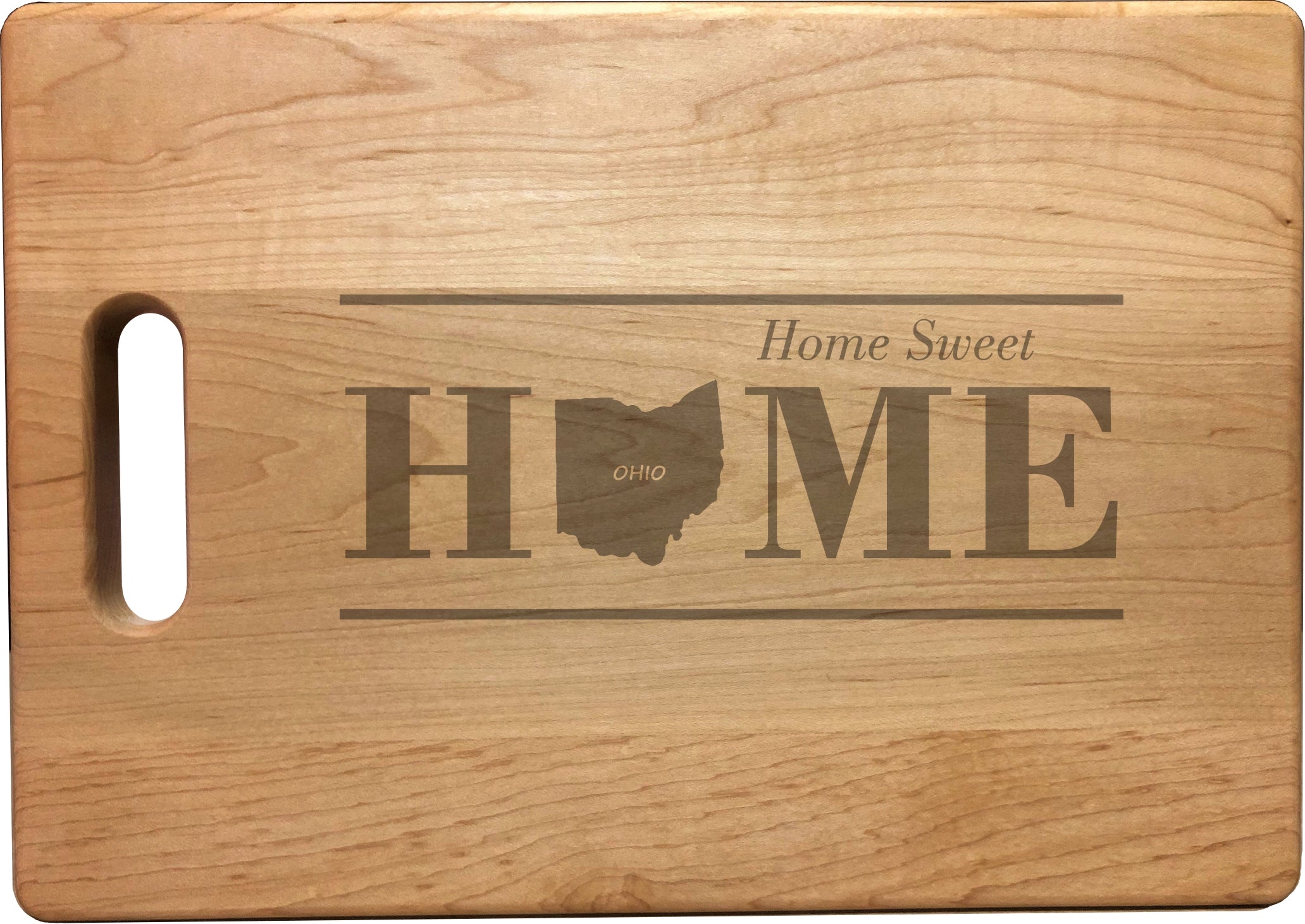 Ohio Home Sweet Home Engraved Natural Wood Cutting Boards, Bamboo or Maple, Housewarming Gift
