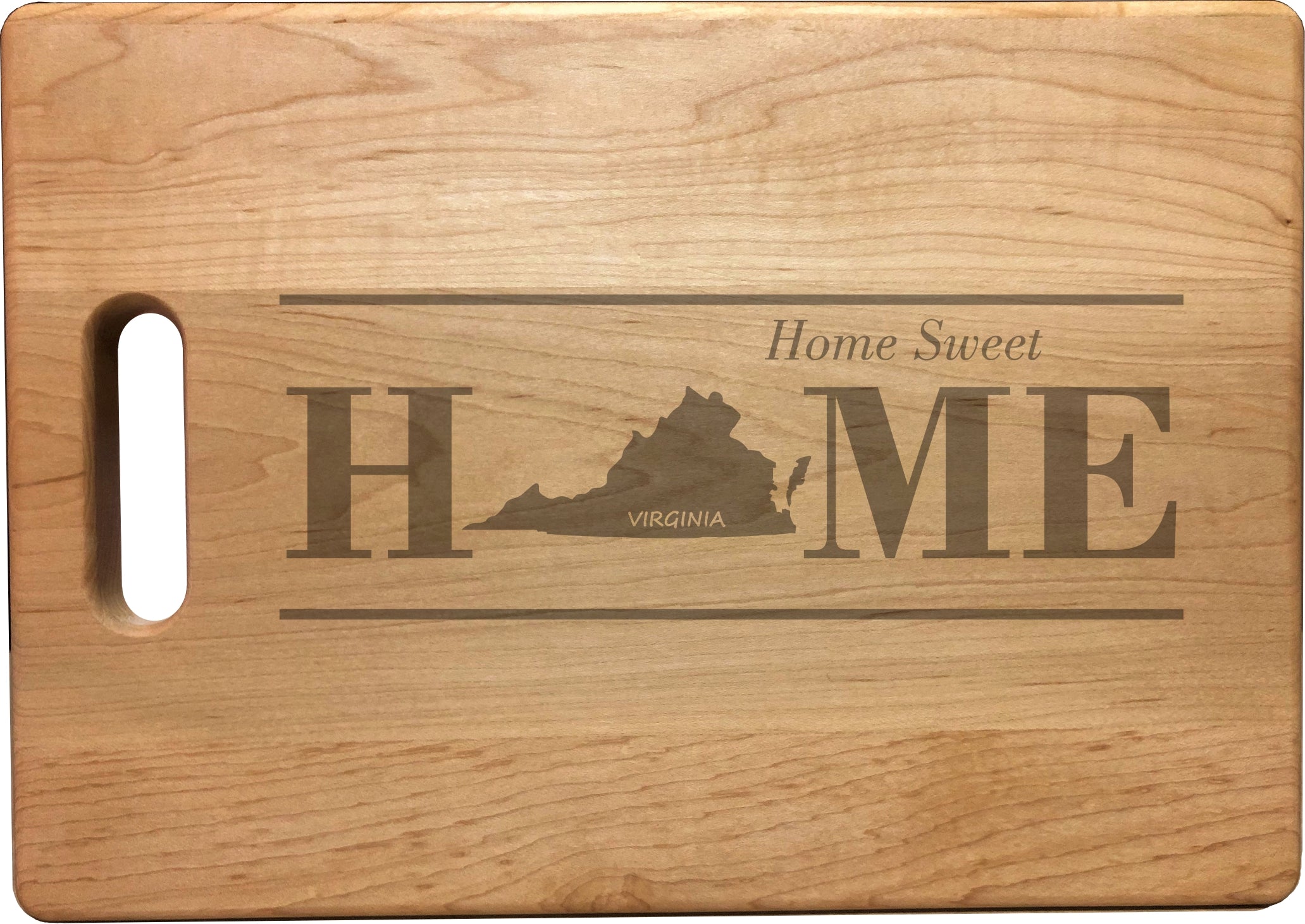 Virginia Home Sweet Home Engraved Natural Wood Cutting Boards, Bamboo or Maple, Housewarming Gift