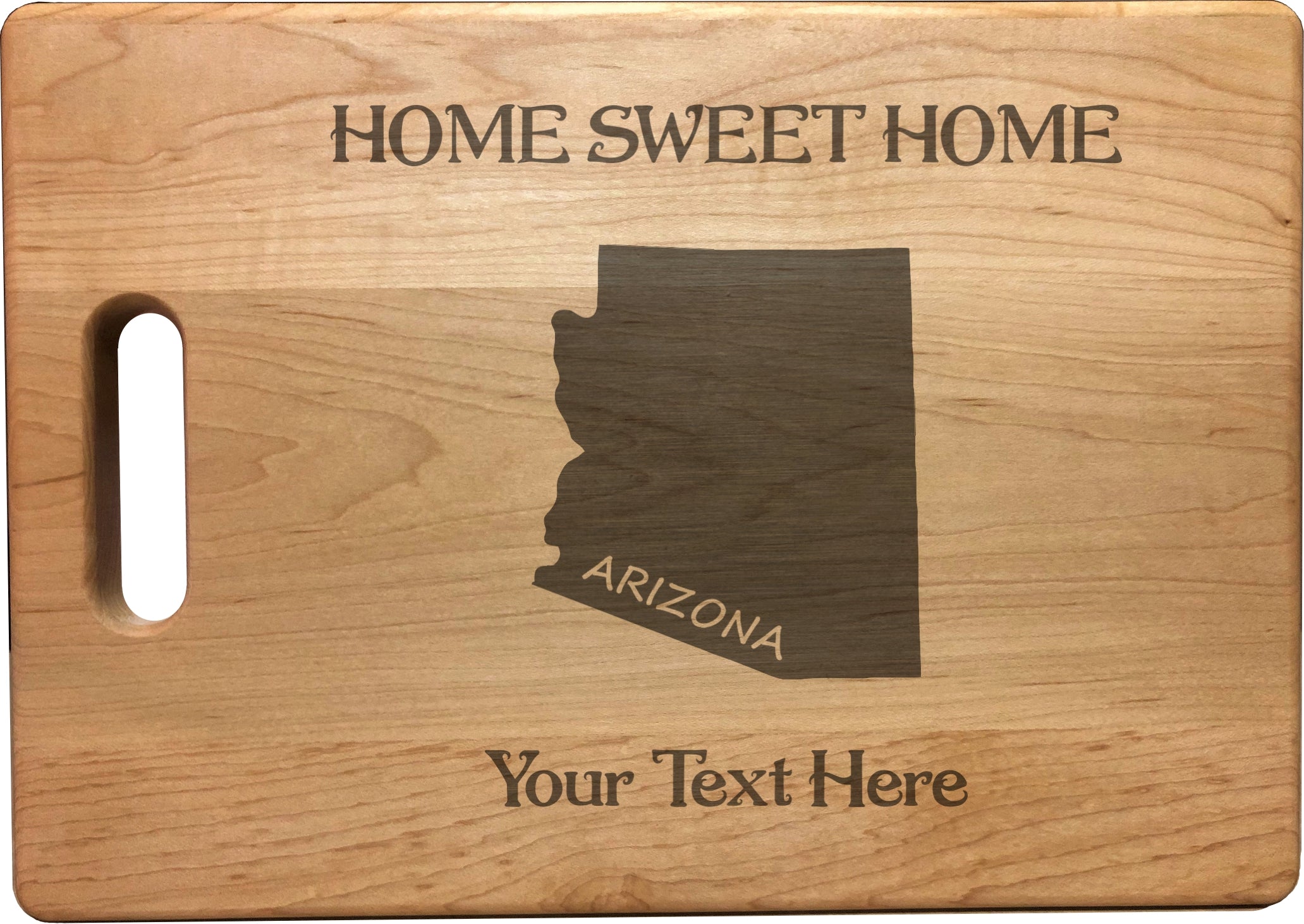 Personalized Arizona Engraved Natural Wood Cutting Board, Home Sweet Home with Custom Text, Engraved Bamboo or Maple, Housewarming Gift
