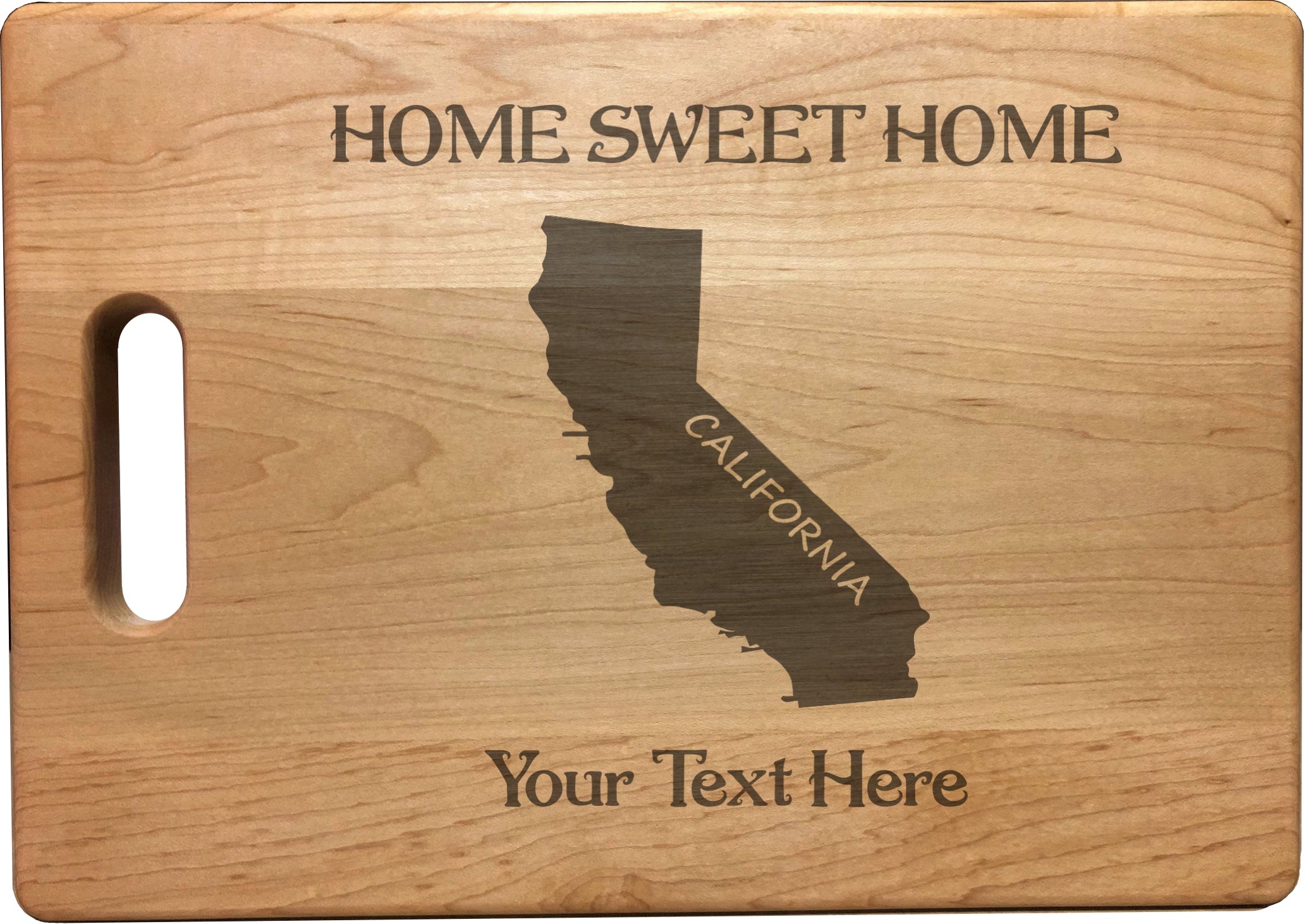 Personalized California Engraved Natural Wood Cutting Board, Home Sweet Home with Custom Text, Engraved Bamboo or Maple, Housewarming Gift