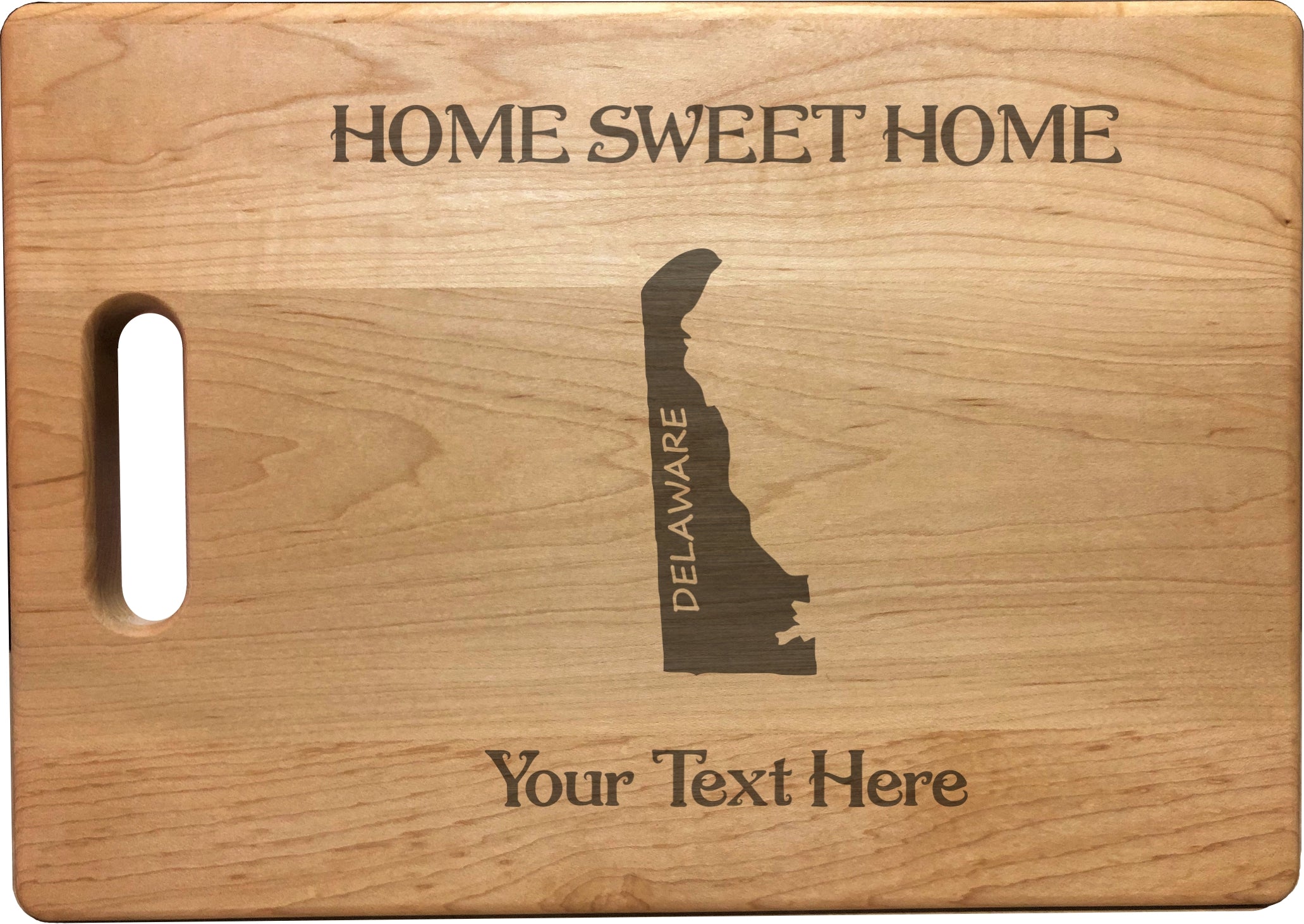 Personalized Delaware Engraved Natural Wood Cutting Board, Home Sweet Home with Custom Text, Engraved Bamboo or Maple, Housewarming Gift